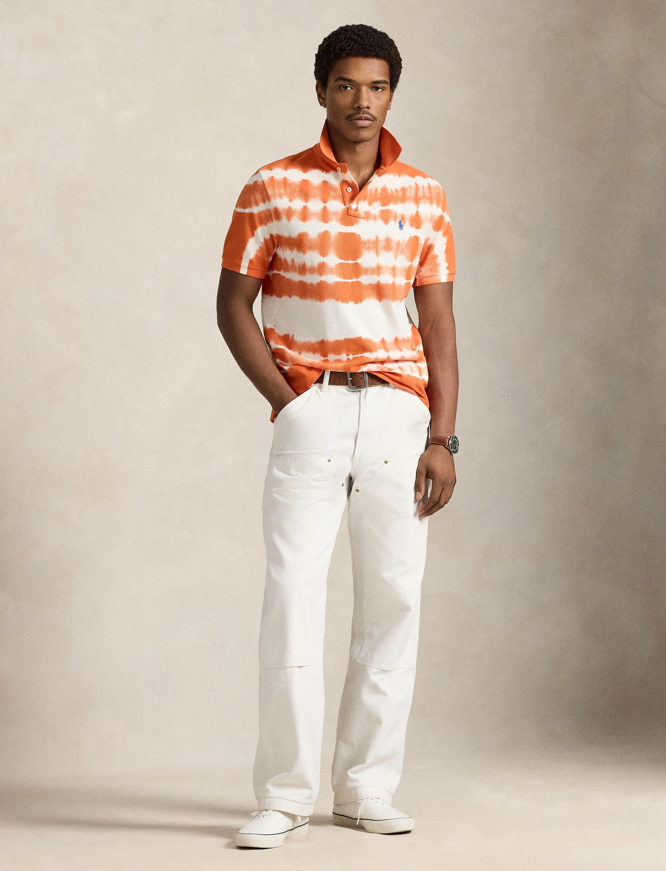 Polo Ralph Lauren Classic Fit Tie-Dye Mesh Polo Shirt - Kleidung - SOLAR SKY MULTI / orange