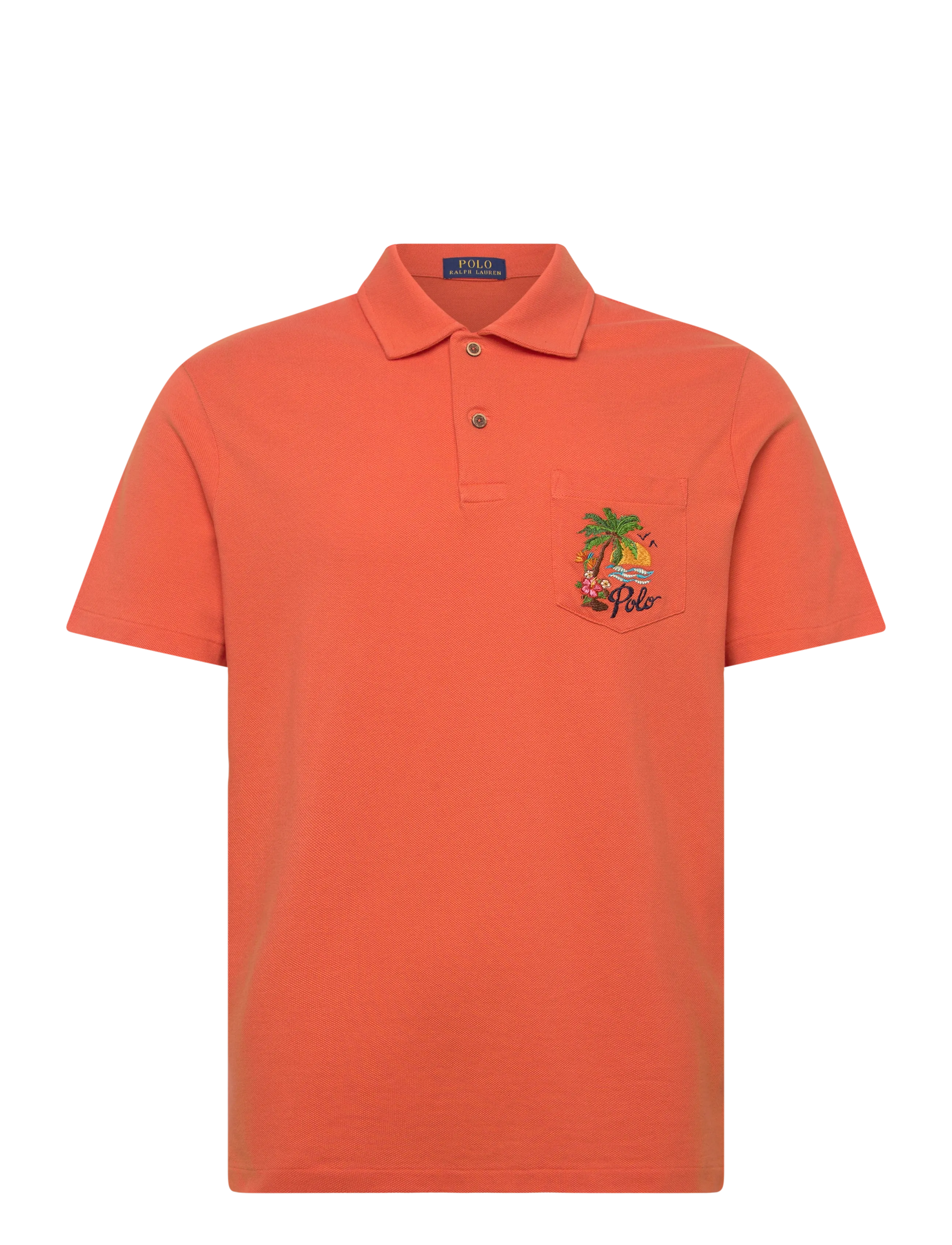 Polo Ralph Lauren Standard Fit Mesh Graphic Polo Shirt - Riided - SOLAR SKY / orange