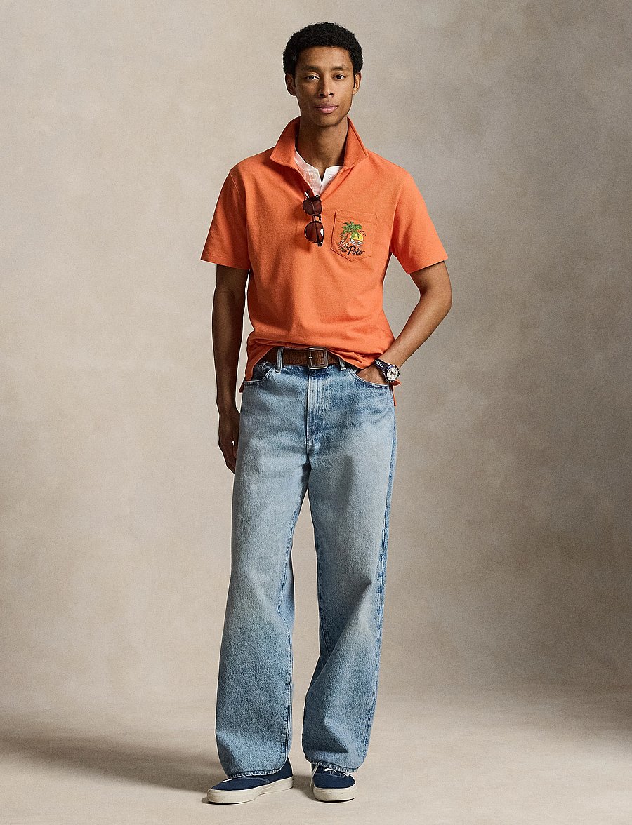 Polo Ralph Lauren - Standard Fit Mesh Graphic Polo Shirt - short-sleeved polos - solar sky - 0
