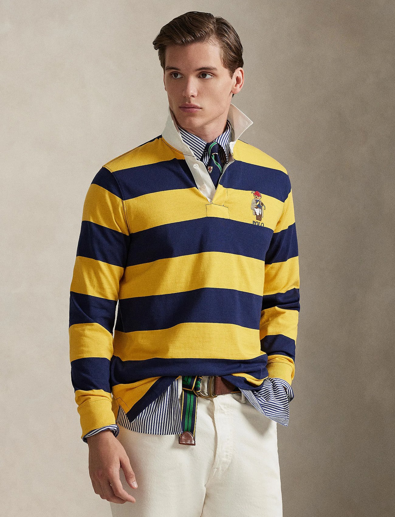 Classic Fit Polo Bear Rugby Shirt - NEWPRT NVY/GLD BG