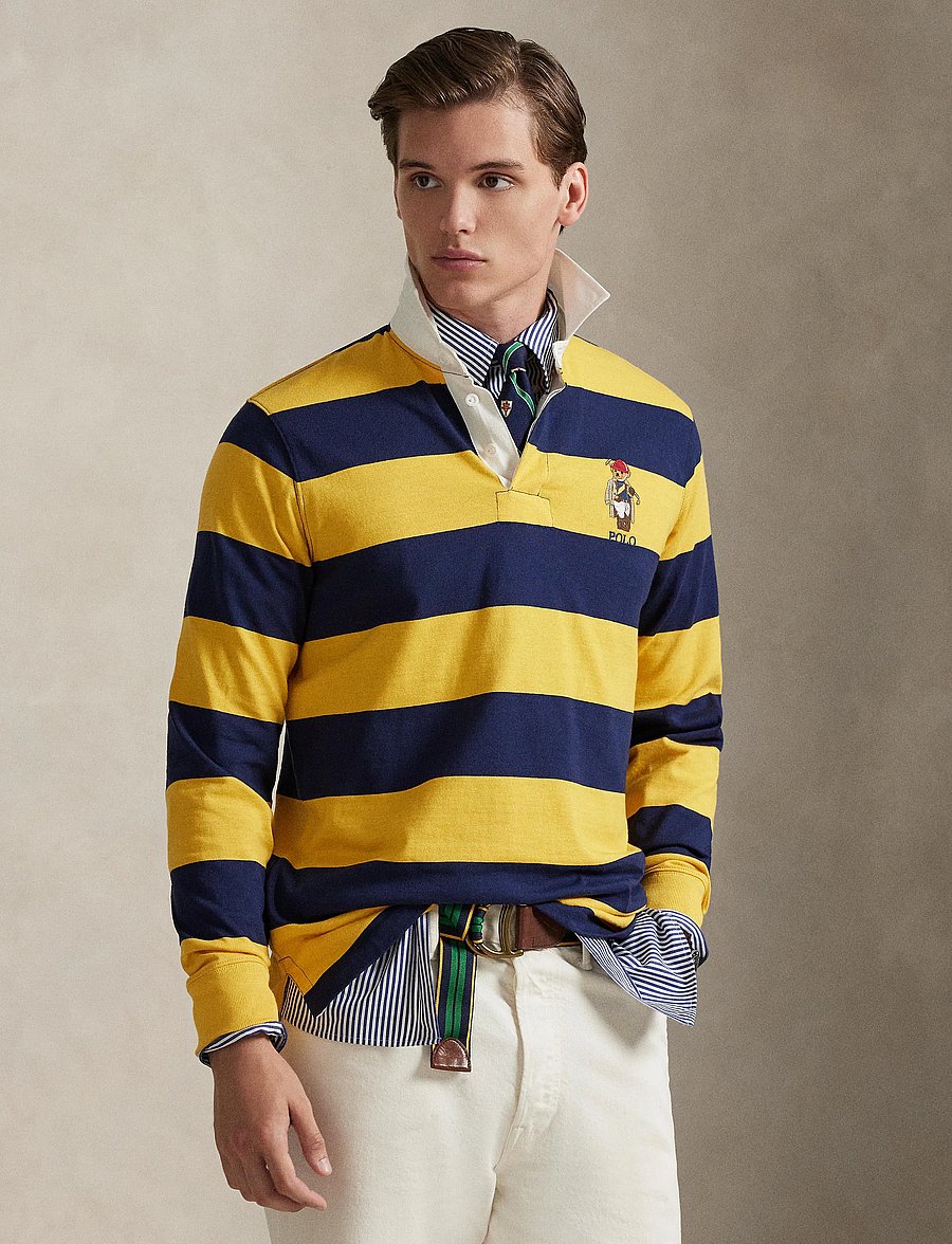 Polo Ralph Lauren - Classic Fit Polo Bear Rugby Shirt - langärmelig - newprt nvy/gld bg - 0