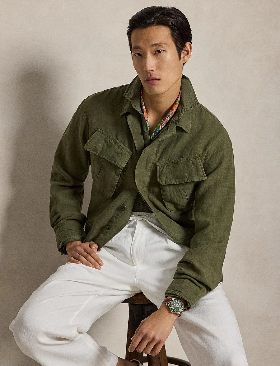 Polo Ralph Lauren - Linen Utility Overshirt - kupuj według okazji - new olive - 2