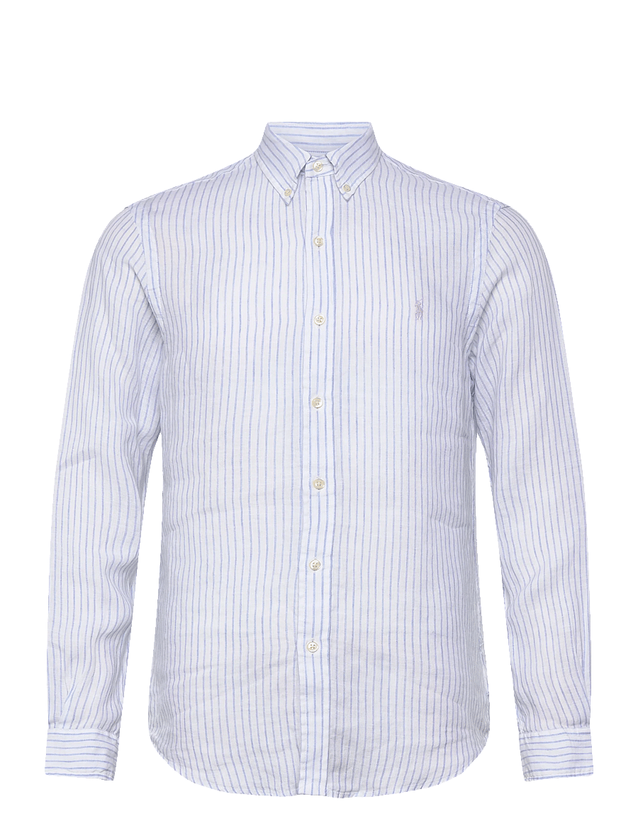 Polo Ralph Lauren - Slim Fit Striped Linen Shirt - stribede skjorter - 7188a white blue - 1