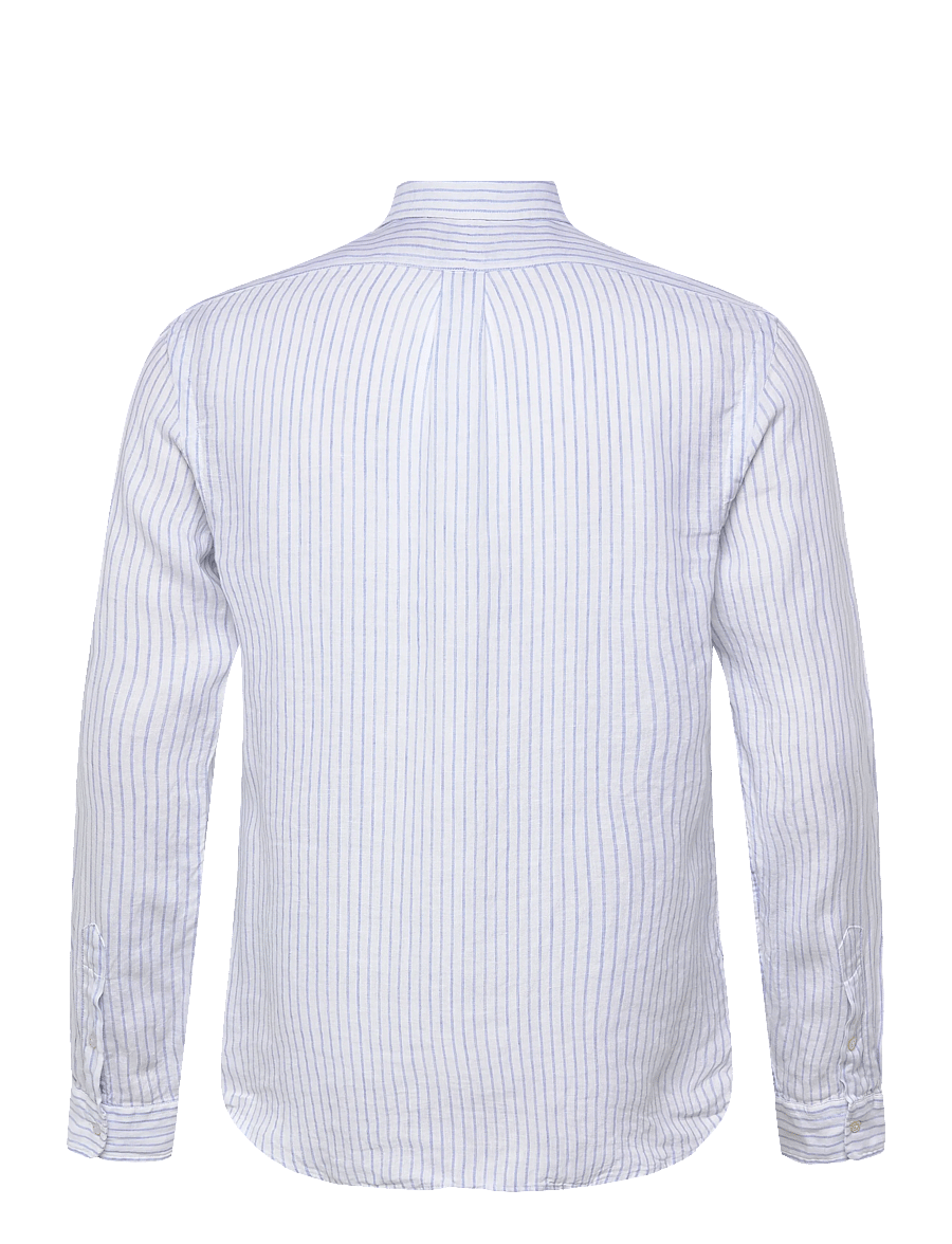 Polo Ralph Lauren - Slim Fit Striped Linen Shirt - stribede skjorter - 7188a white blue - 2