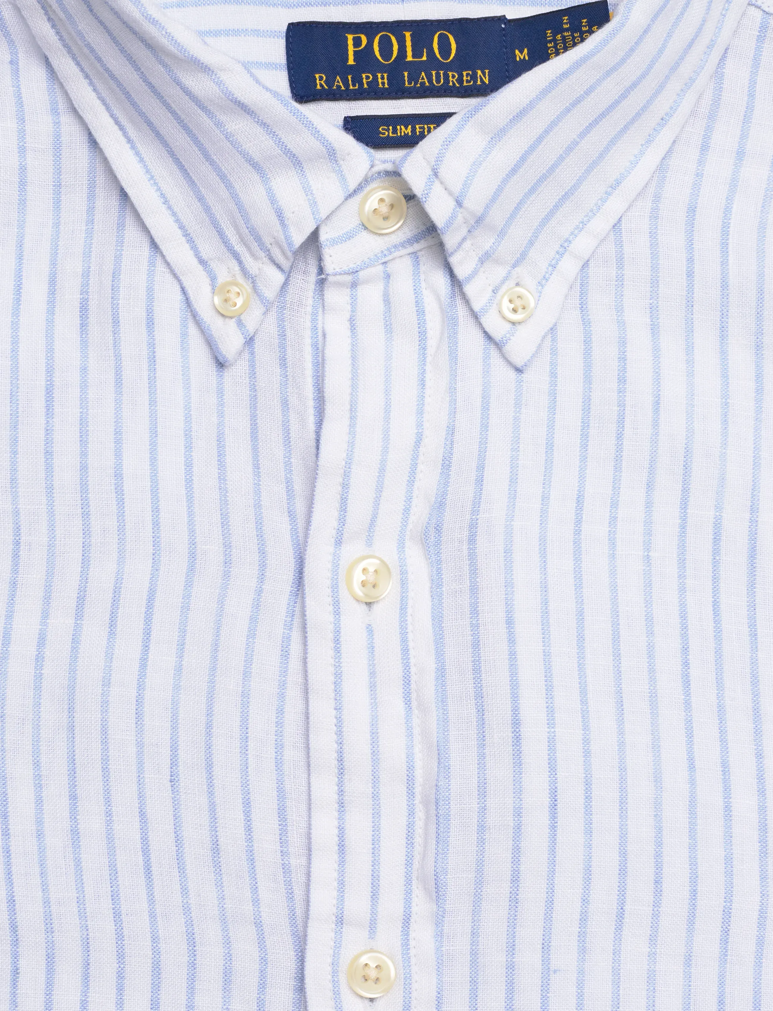 Polo Ralph Lauren - Slim Fit Striped Linen Shirt - stribede skjorter - 7188a white blue - 4