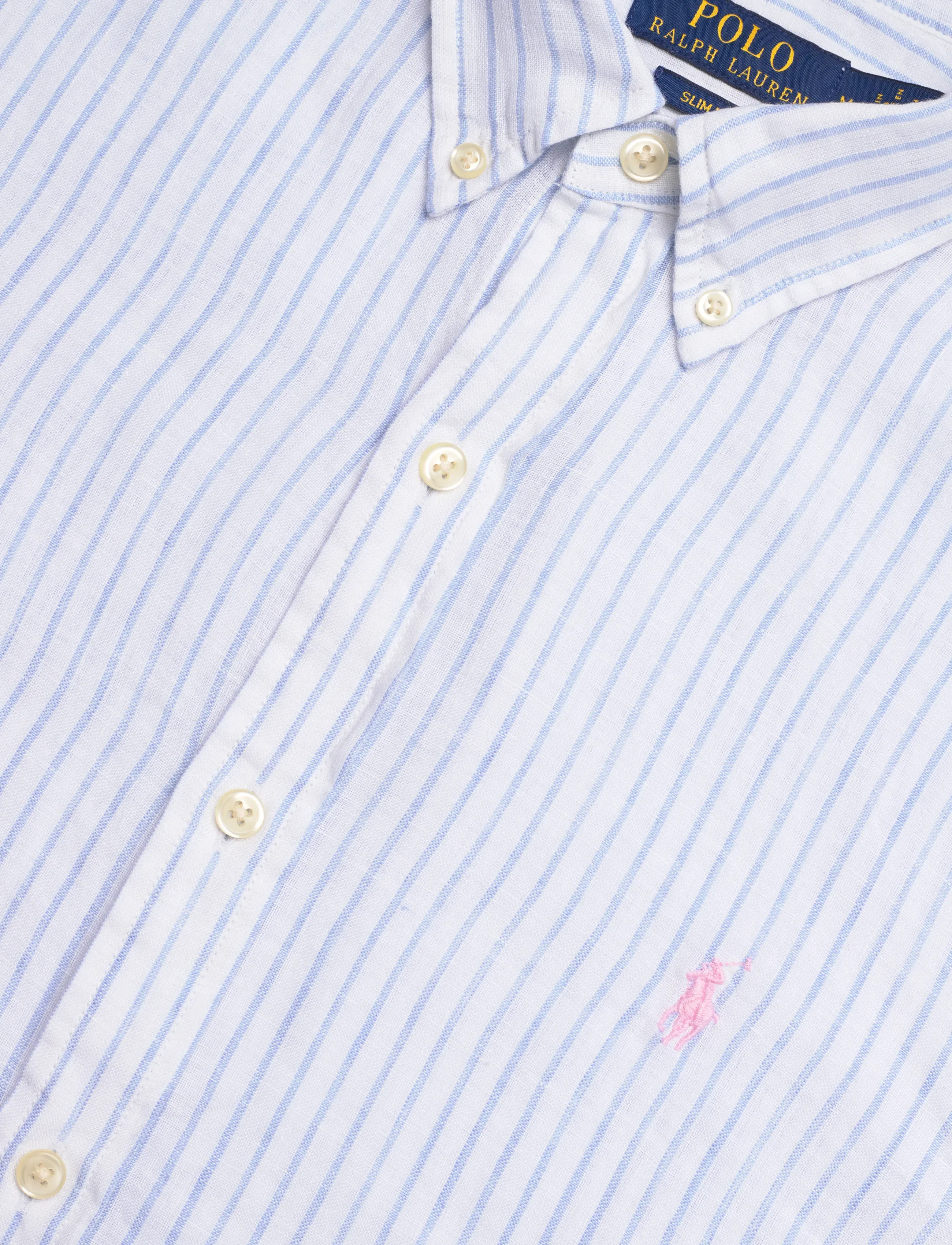 Polo Ralph Lauren - Slim Fit Striped Linen Shirt - stribede skjorter - 7188a white blue - 5
