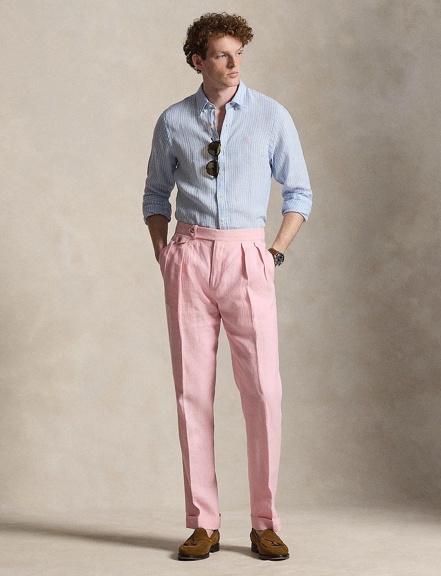 Polo Ralph Lauren - YD LINEN V1-WVN-SHIRT - randiga skjortor - 7188b blue white - 0