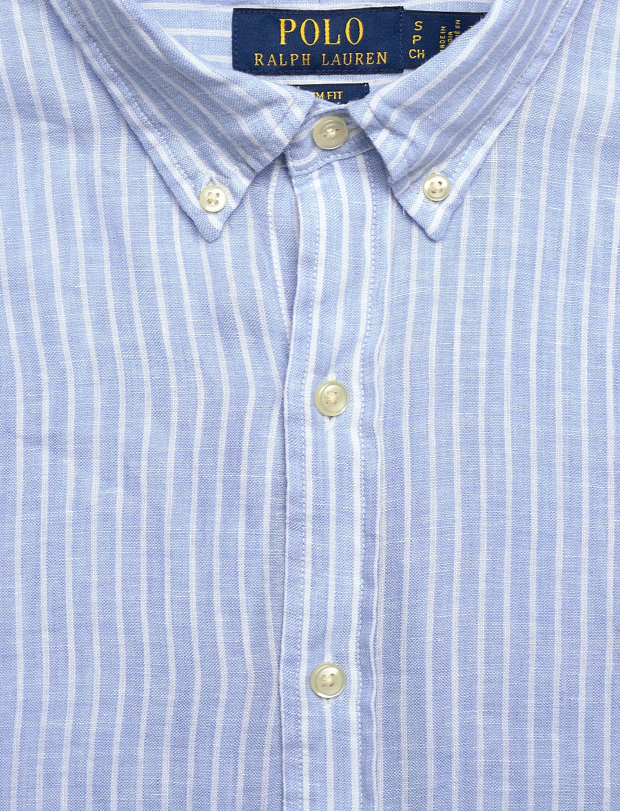 Polo Ralph Lauren - YD LINEN V1-WVN-SHIRT - randiga skjortor - 7188b blue white - 4