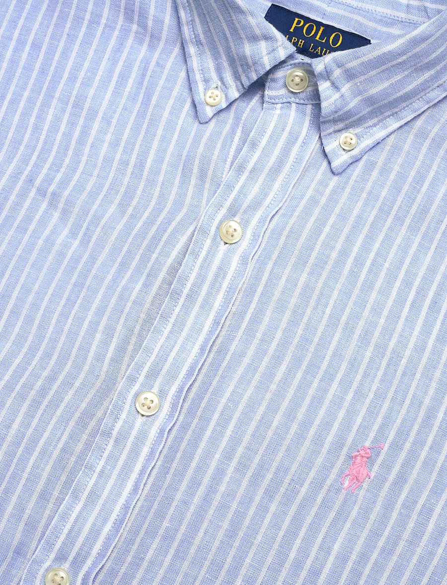 Polo Ralph Lauren - YD LINEN V1-WVN-SHIRT - randiga skjortor - 7188b blue white - 5