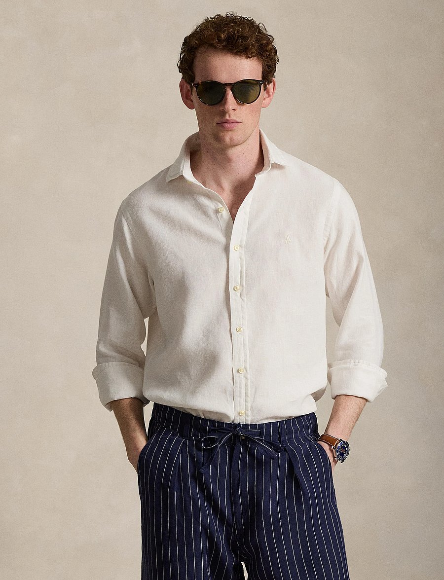 Polo Ralph Lauren - GD SLUBBY LINEN-WVN-SHIRT - hørskjorter - deckwash white - 0