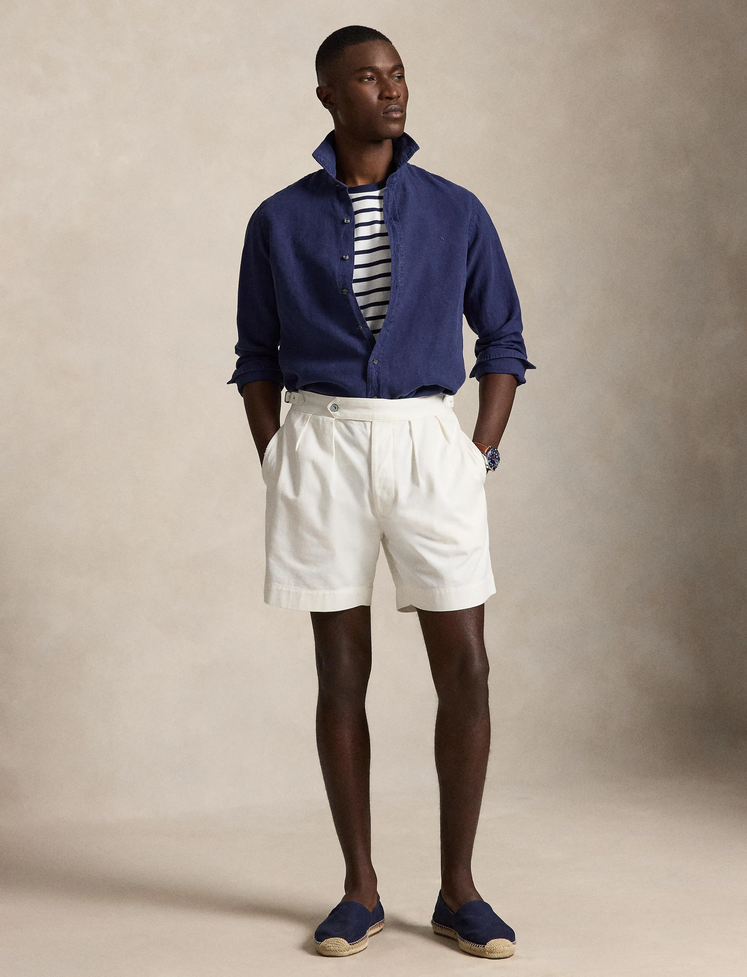 Polo Ralph Lauren Gd Slubby Linen-Wvn-Shirt, XL, Shirts, Marineblau - Linen Männerswear
