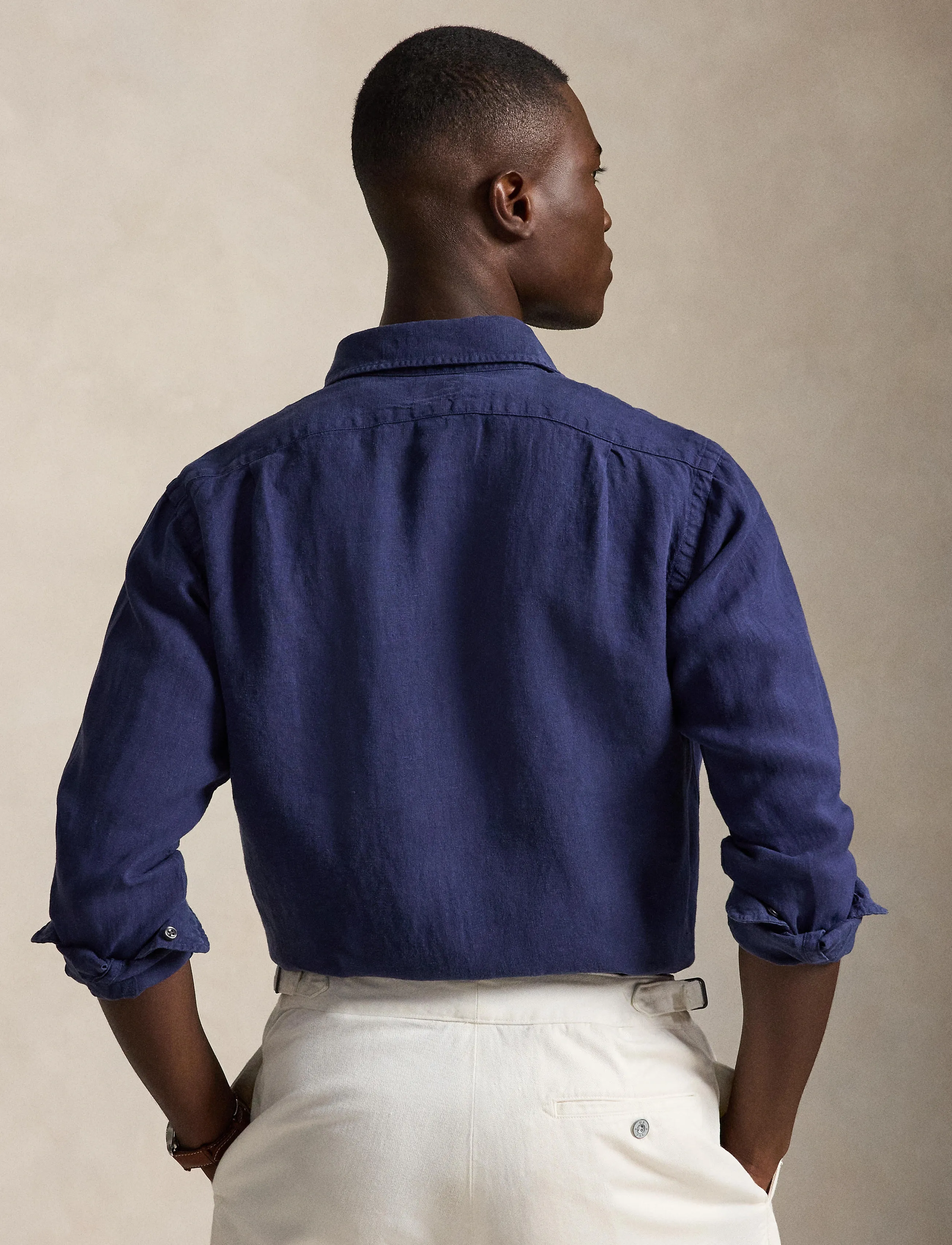 Polo Ralph Lauren - GD SLUBBY LINEN-WVN-SHIRT - hørskjorter - newport navy - 5