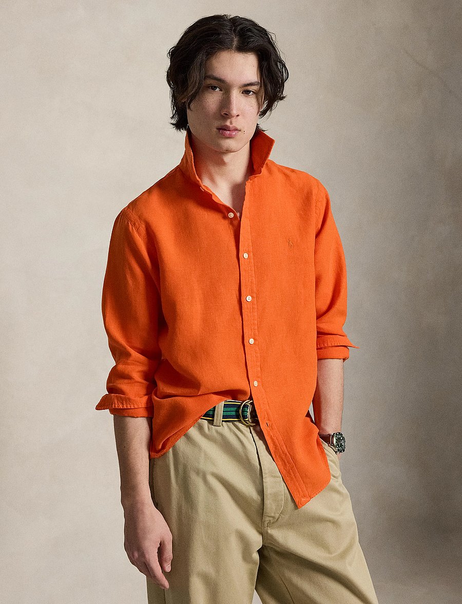 Polo Ralph Lauren - GD SLUBBY LINEN-WVN-SHIRT - hørskjorter - sailing orange - 3