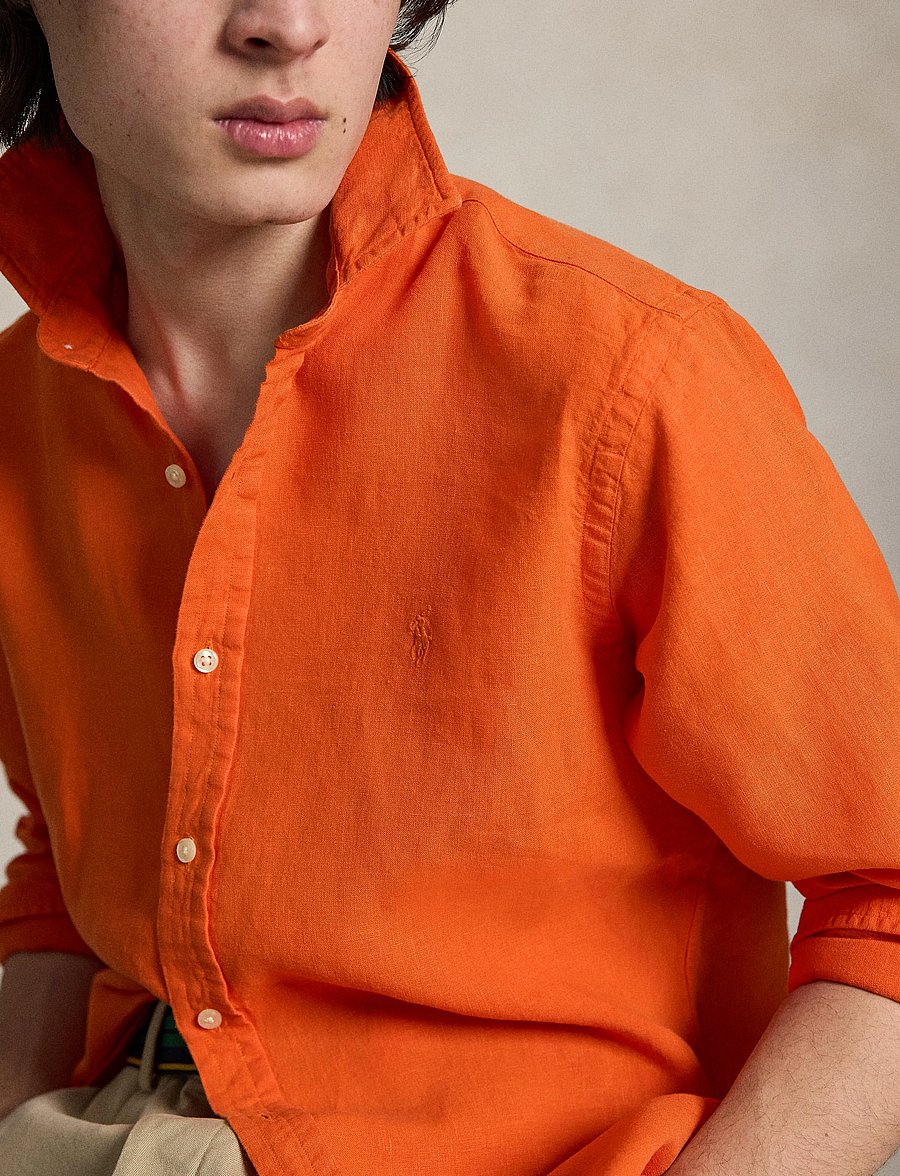 Polo Ralph Lauren - GD SLUBBY LINEN-WVN-SHIRT - hørskjorter - sailing orange - 4