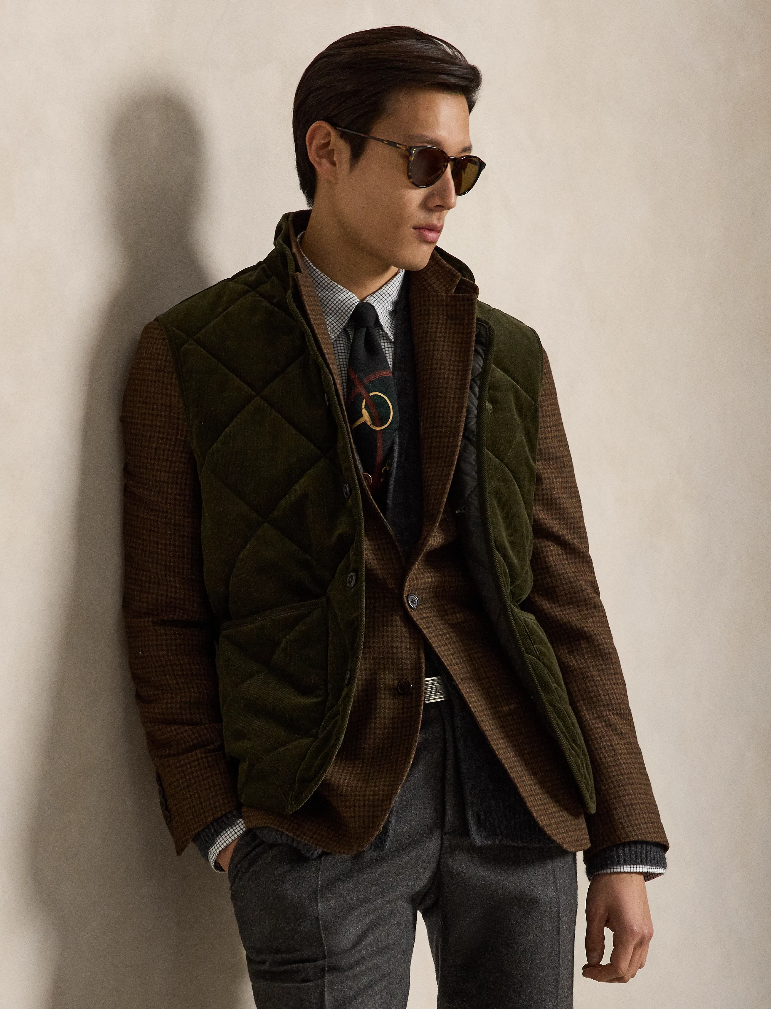 Polo Ralph Lauren Quilted Corduroy Vest, M, Designer, Khakigrün - Westen, Männerswear