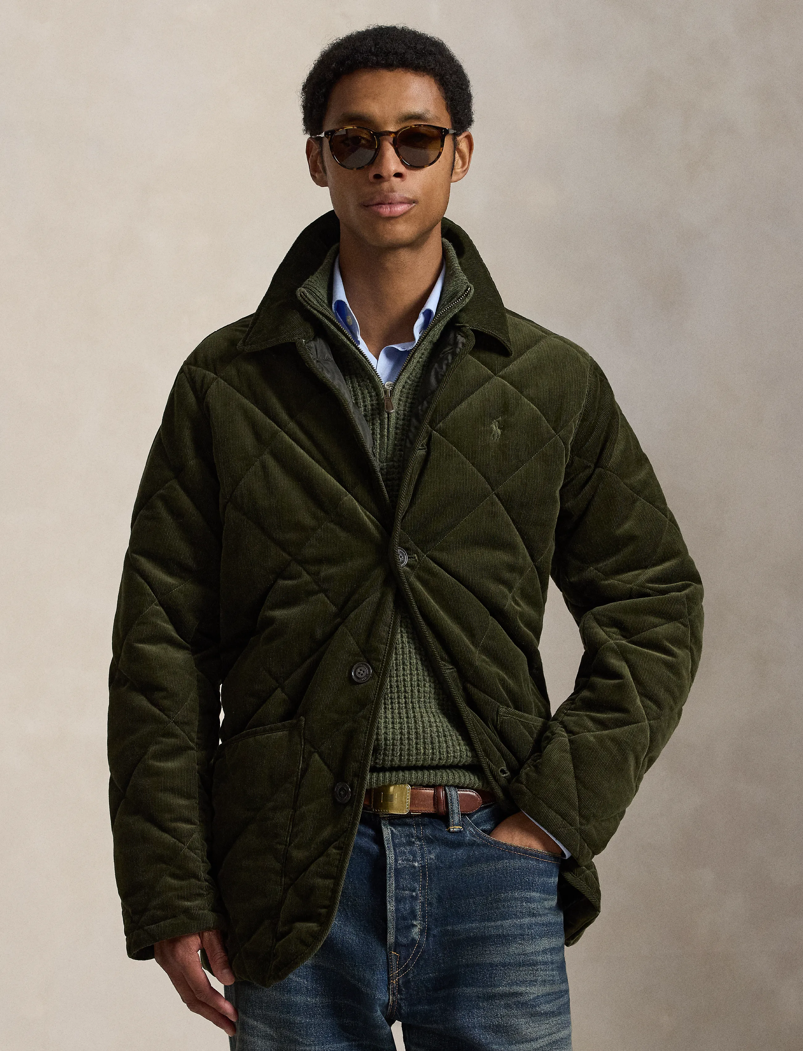 Polo Ralph Lauren 16 Wale Corduroy-Wvn-Coat, XXL, Jackets, Khakigrün - Quilted Männerswear