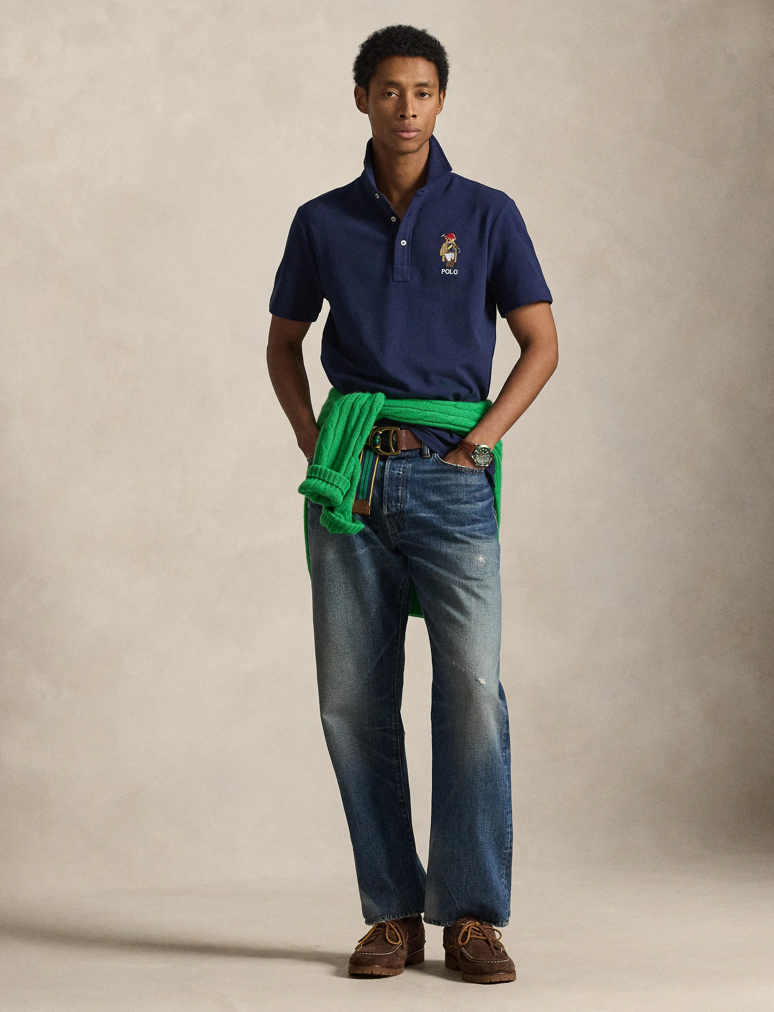 Polo Ralph Lauren 20/1 Mesh-Knt-Polo, XS, Polos, Marineblau - Short-sleeved, Männerswear