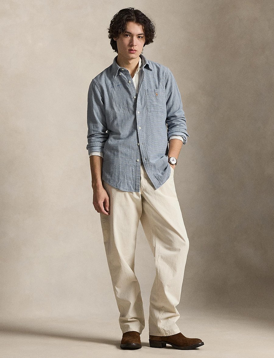 Polo Ralph Lauren - Custom Fit Double-Faced Oxford Shirt - oxford skjorter - 7204 blue cream - 0