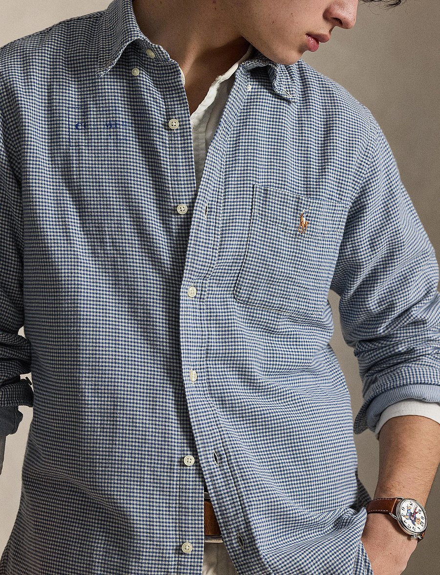 Polo Ralph Lauren - Custom Fit Double-Faced Oxford Shirt - oxford skjorter - 7204 blue cream - 4