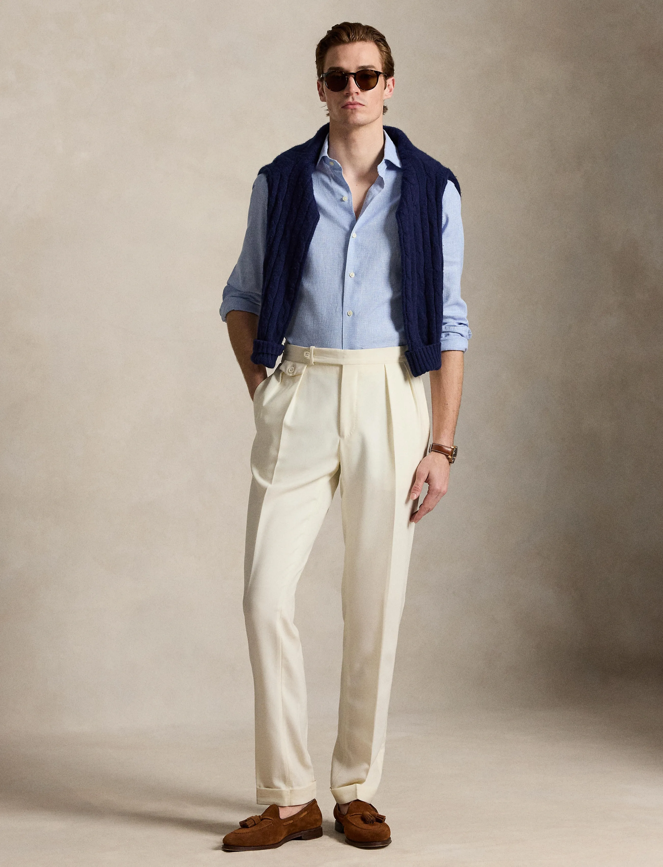 Polo Ralph Lauren Stretch Linen-Wvn-Shirt, XXL, Shirts, Blau - Linen Männerswear