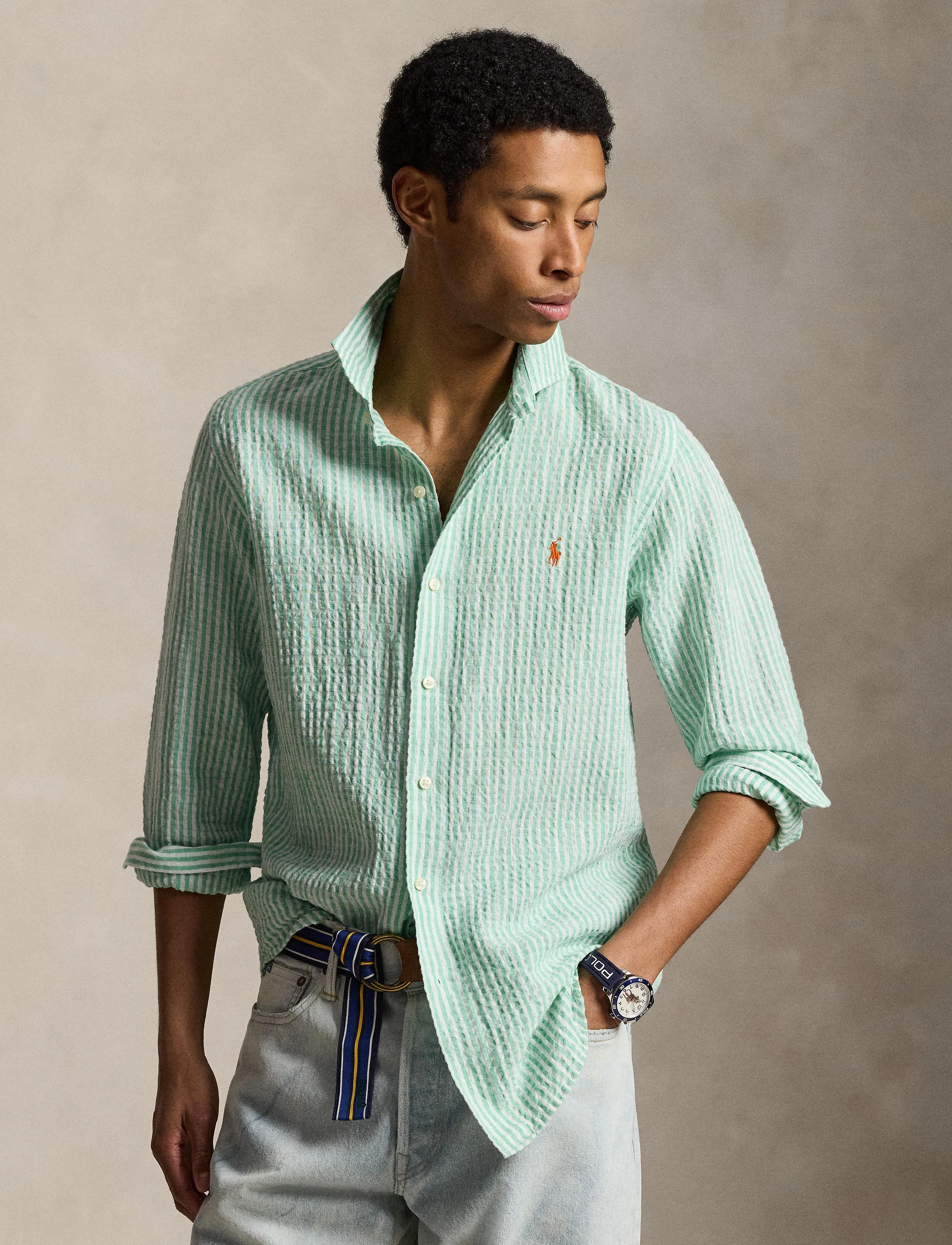 Polo Ralph Lauren 710B16700002 - Skjortor - 7232D GREEN WHITE / green