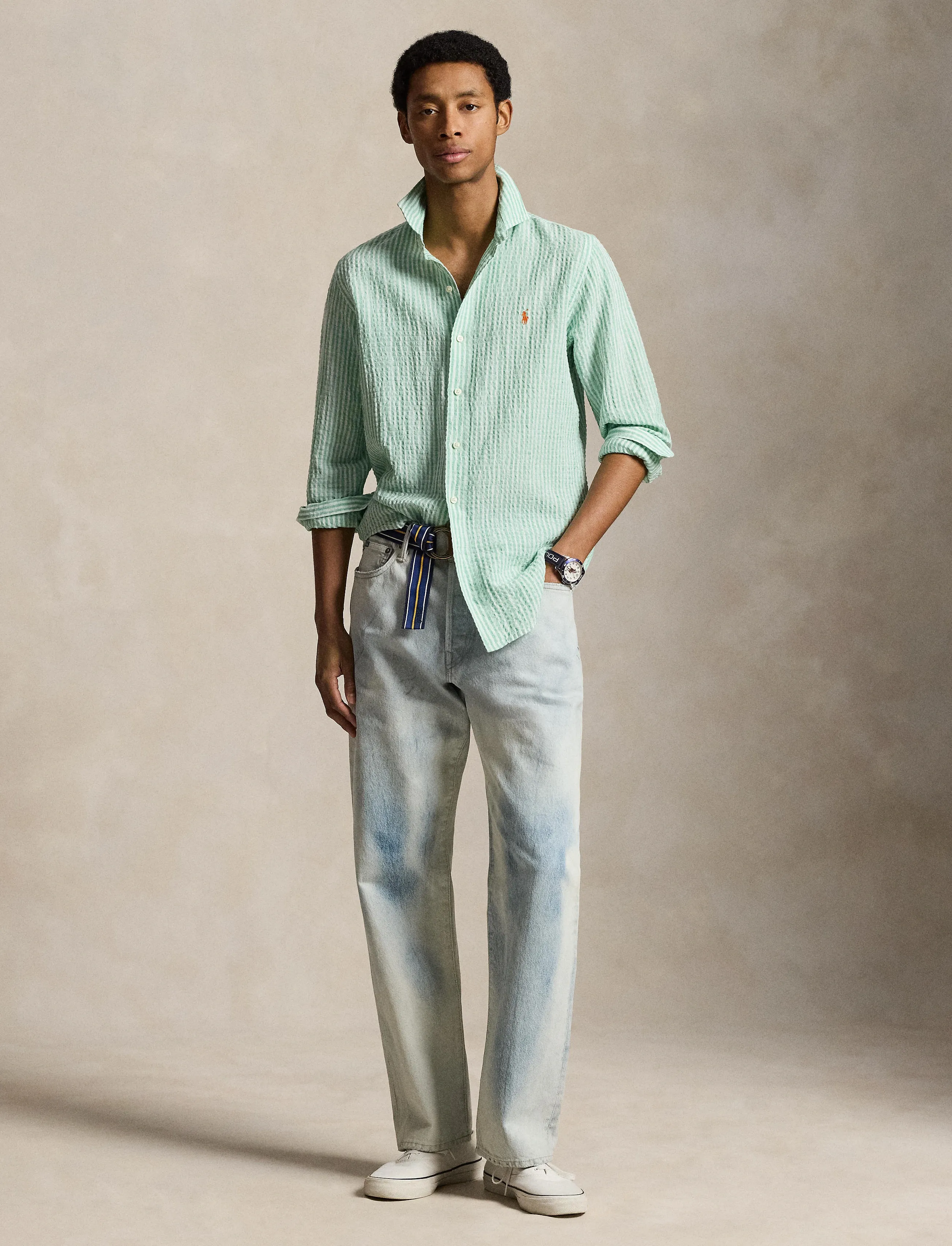 Polo Ralph Lauren - 710B16700004 - stribede skjorter - 7232d green white - 5