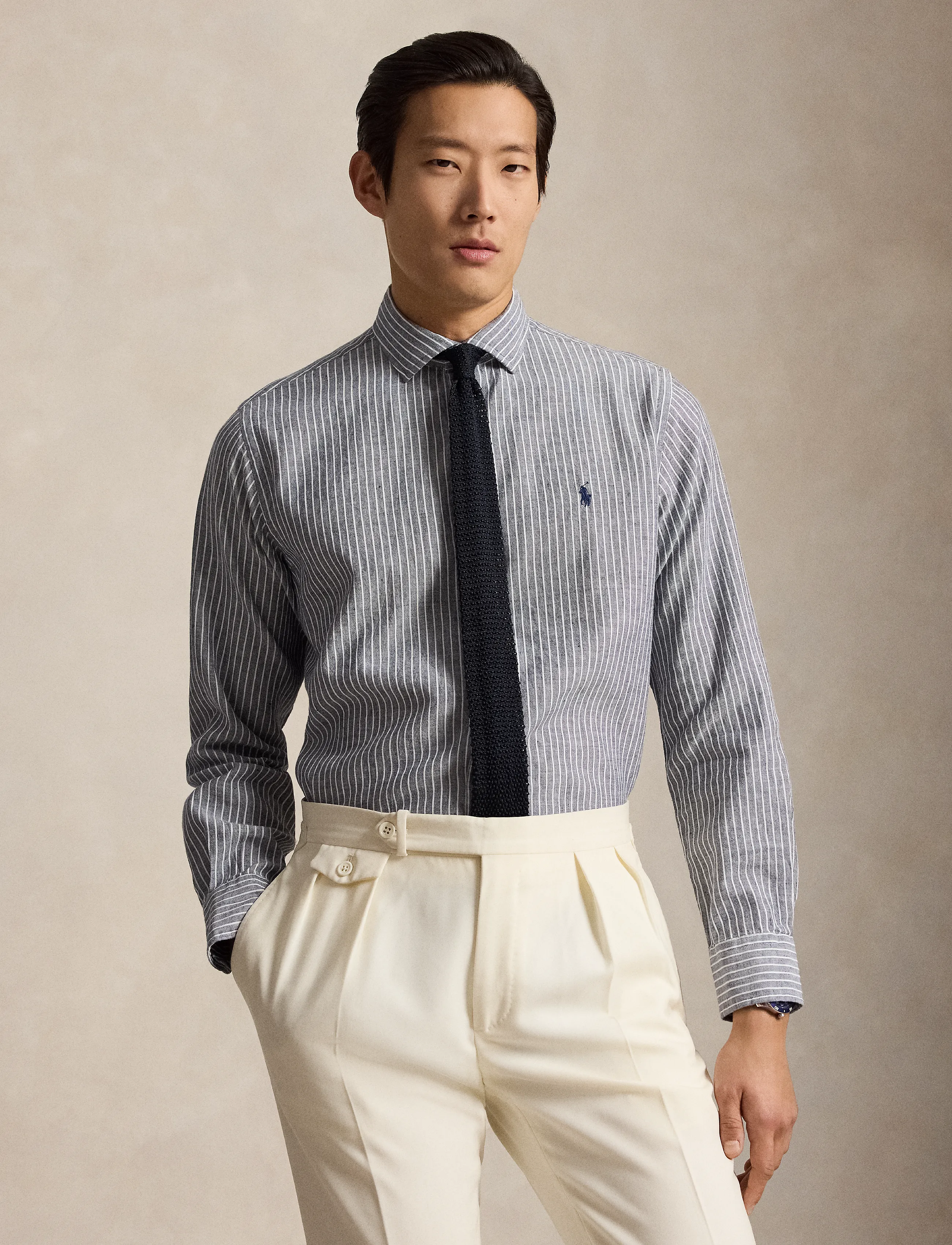Polo Ralph Lauren Custom Fit Striped Seersucker Shirt - Clothing - 7283A NEWPORT NAV / navy