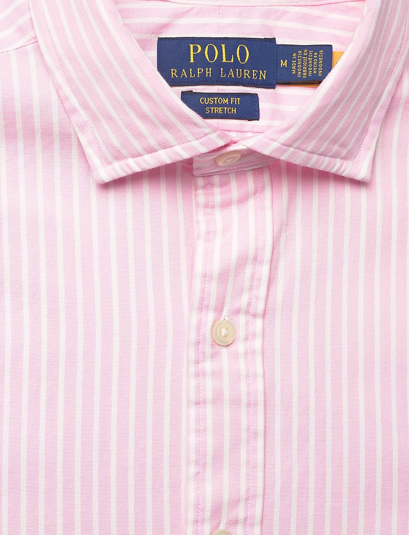 Polo Ralph Lauren - Custom Fit Striped Stretch Oxford Shirt - stribede skjorter - 7106b pink white - 2