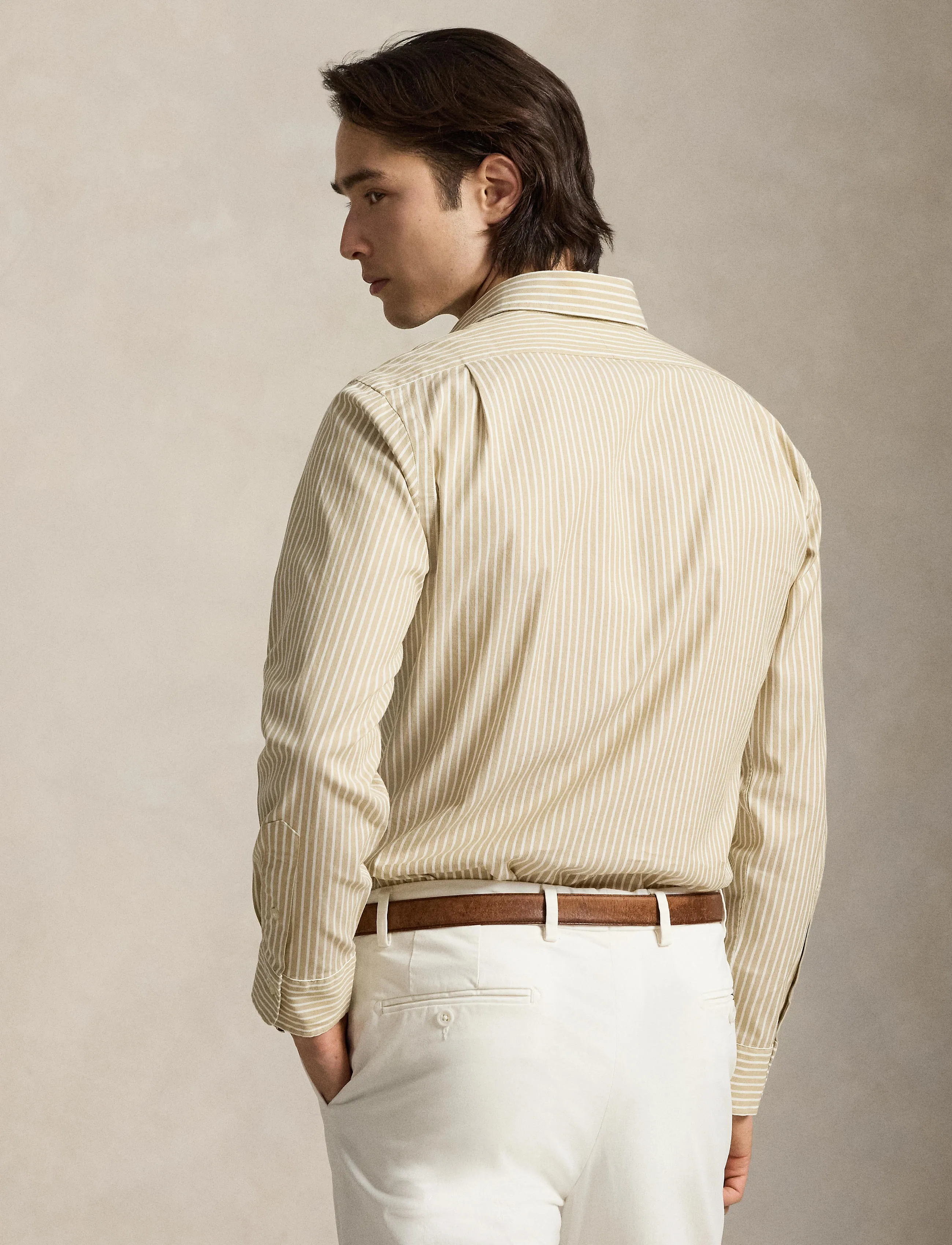 Polo Ralph Lauren - Custom Fit Striped Stretch Oxford Shirt - stribede skjorter - 7106d coastal bei - 3