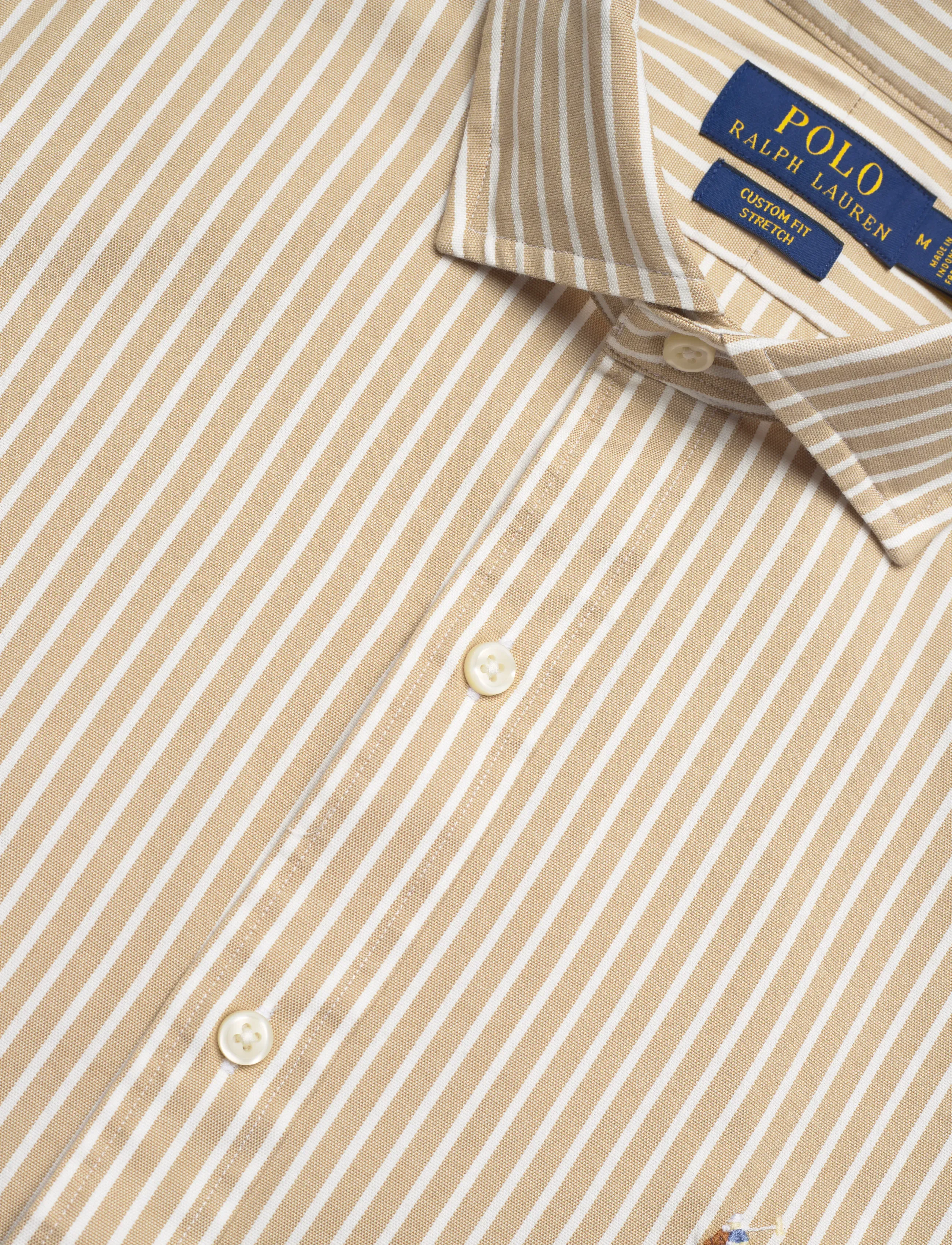 Polo Ralph Lauren - Custom Fit Striped Stretch Oxford Shirt - stribede skjorter - 7106d coastal bei - 5