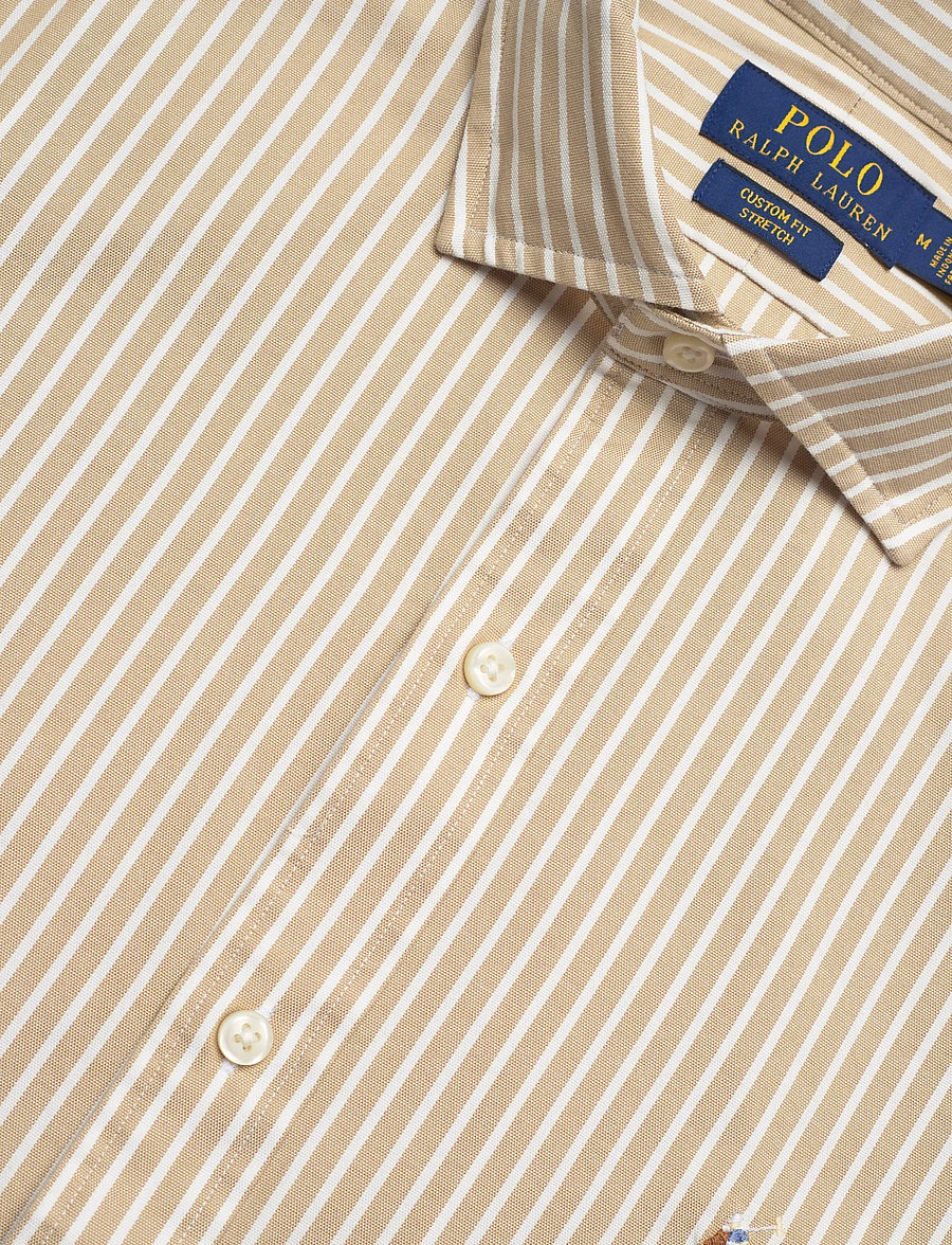 Polo Ralph Lauren - Custom Fit Striped Stretch Oxford Shirt - stribede skjorter - 7106d coastal bei - 5