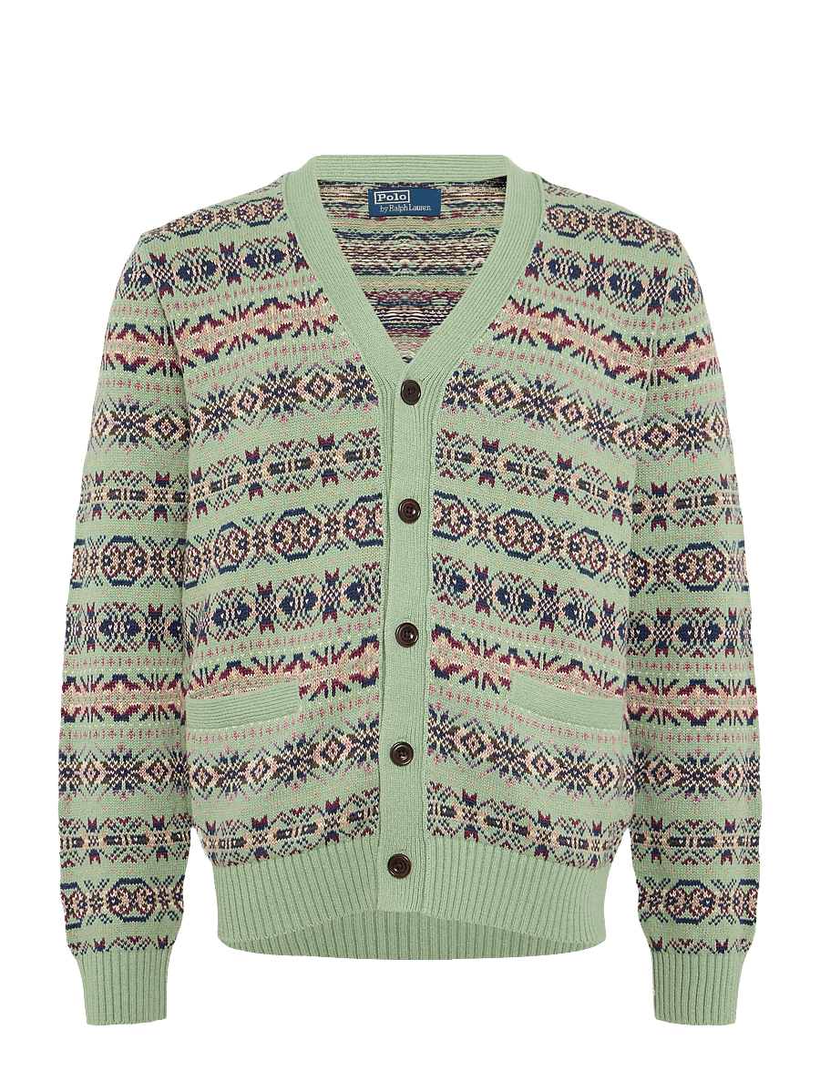 Polo Ralph Lauren - Fair Isle Linen-Cotton Cardigan - koftor - green combo - 1