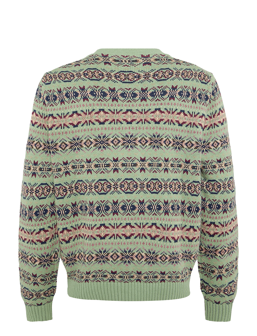 Polo Ralph Lauren - Fair Isle Linen-Cotton Cardigan - koftor - green combo - 2