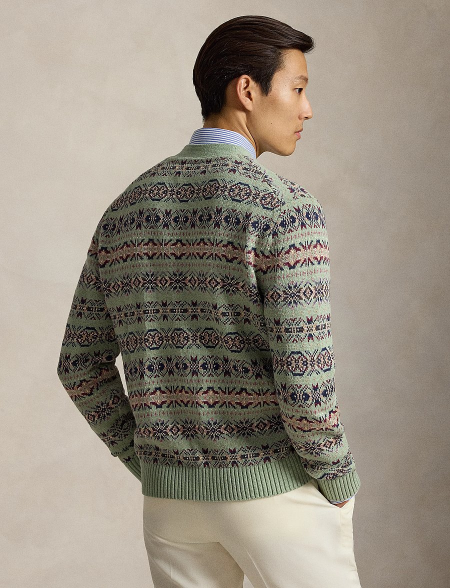Polo Ralph Lauren - Fair Isle Linen-Cotton Cardigan - koftor - green combo - 3