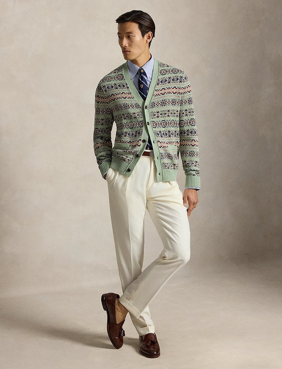 Polo Ralph Lauren - Fair Isle Linen-Cotton Cardigan - koftor - green combo - 5