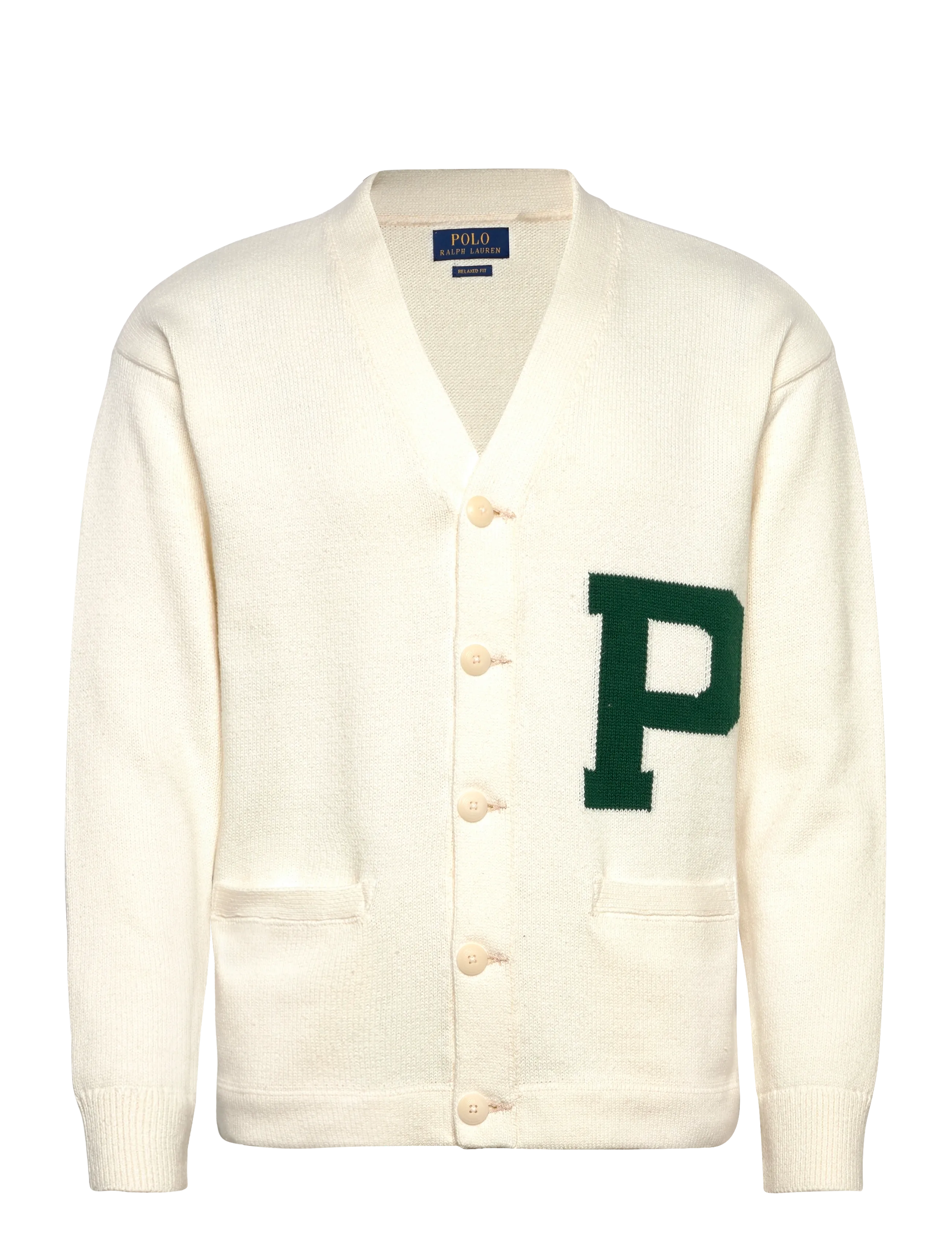 Polo Ralph Lauren Relaxed Fit Cotton Letter Cardigan, XXL, Knitwear, Creme - Cardigans, Männerswear