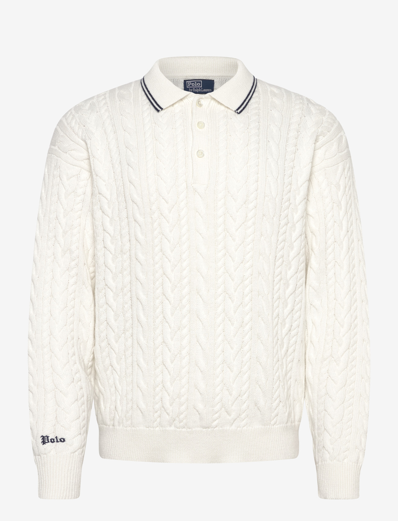 Polo Ralph Lauren - Relaxed Fit Cable Polo-Collar Sweater - poloer i strik med lange ærmer - trophy cream - 0