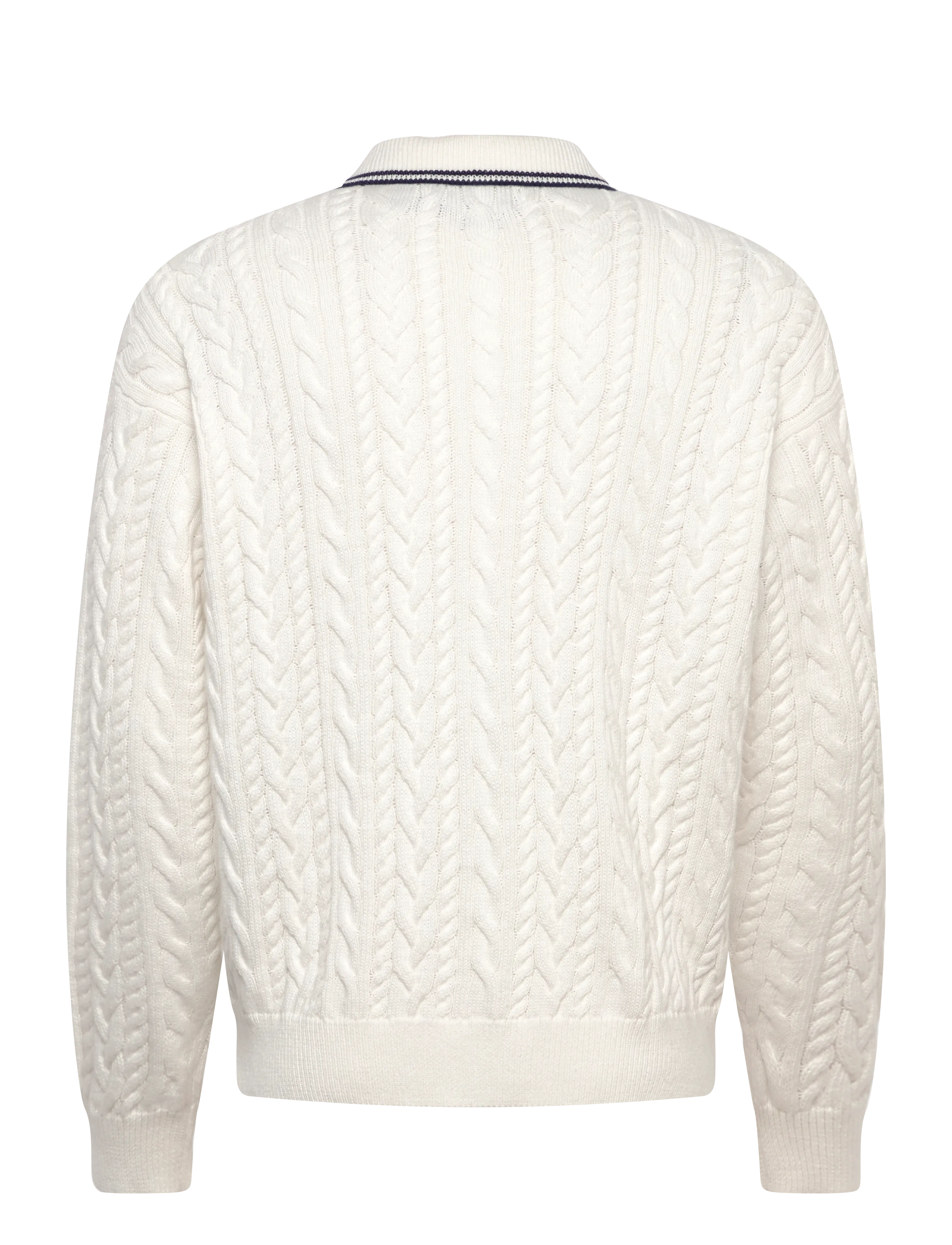 Polo Ralph Lauren - Relaxed Fit Cable Polo-Collar Sweater - trikotažiniai polo marškinėliai ilgomis rankovėmis - trophy cream - 1