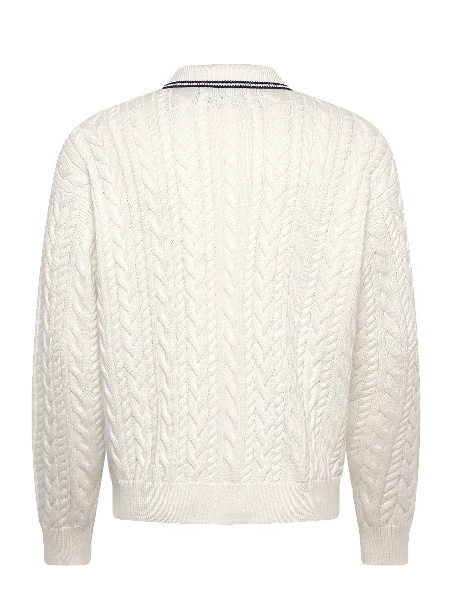 Polo Ralph Lauren - Relaxed Fit Cable Polo-Collar Sweater - trikotažiniai polo marškinėliai ilgomis rankovėmis - trophy cream - 1