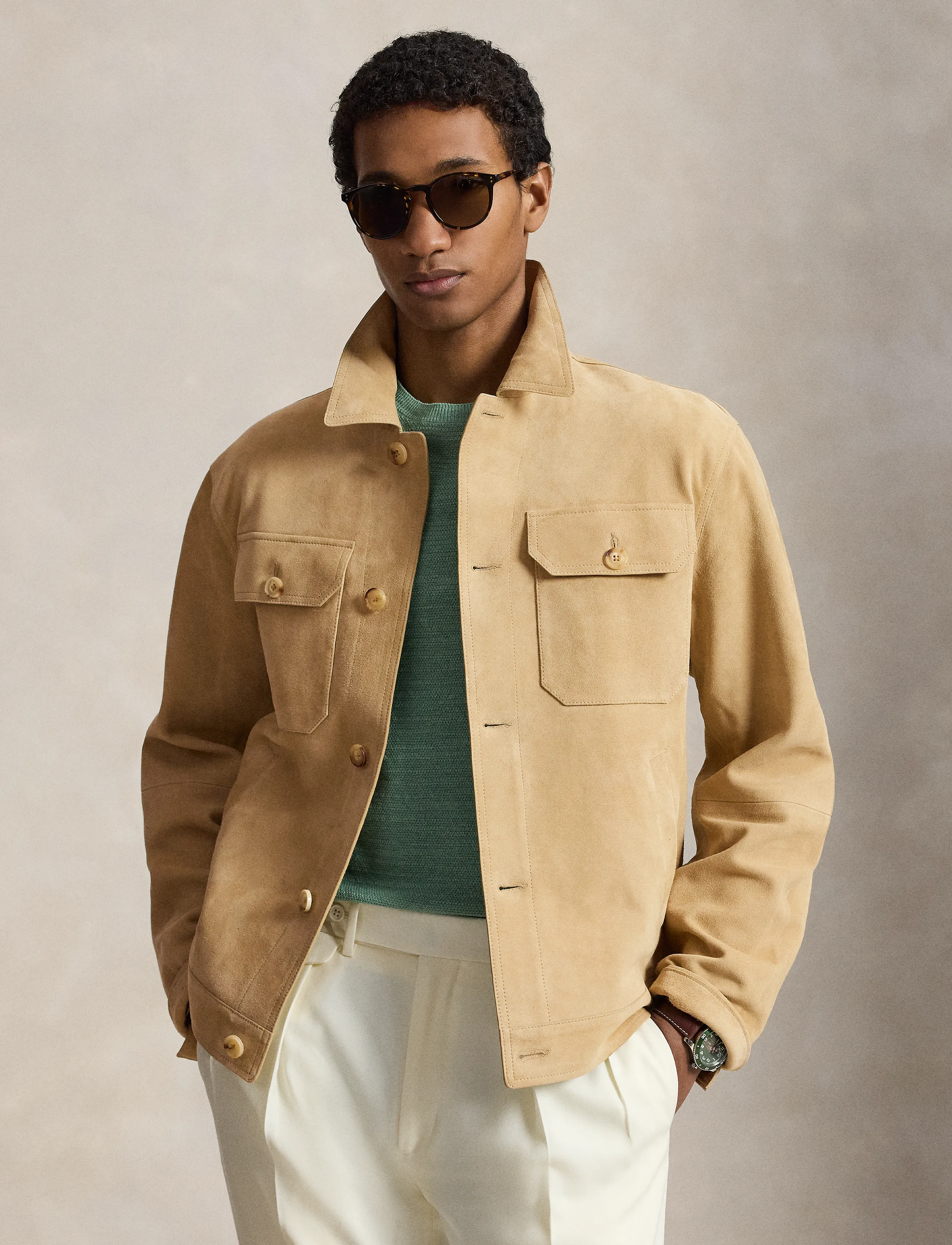 Polo Ralph Lauren - The Ashdale Suede Shacket - cafe tan suede - 3
