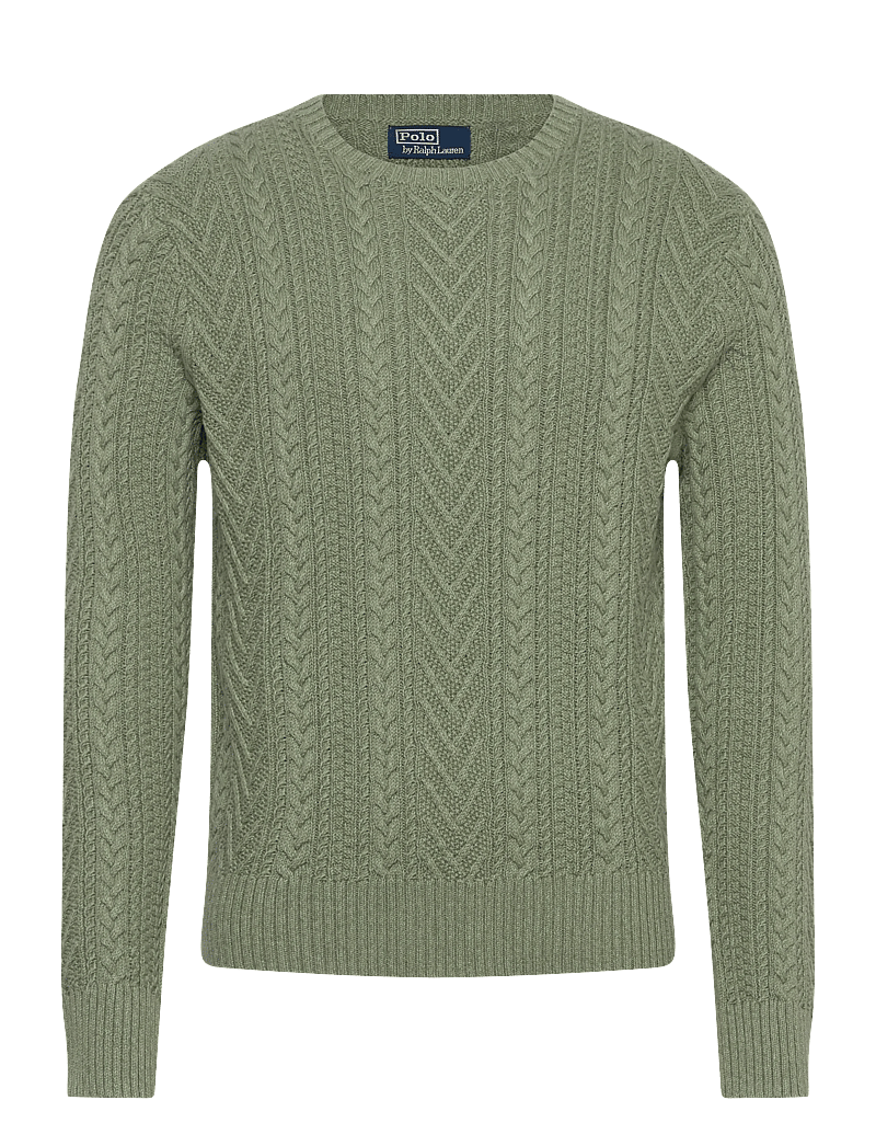 Polo Ralph Lauren - Aran-Knit Cotton-Linen Sweater - Ümmarguse kaelusega kudumid - fern green combo - 0