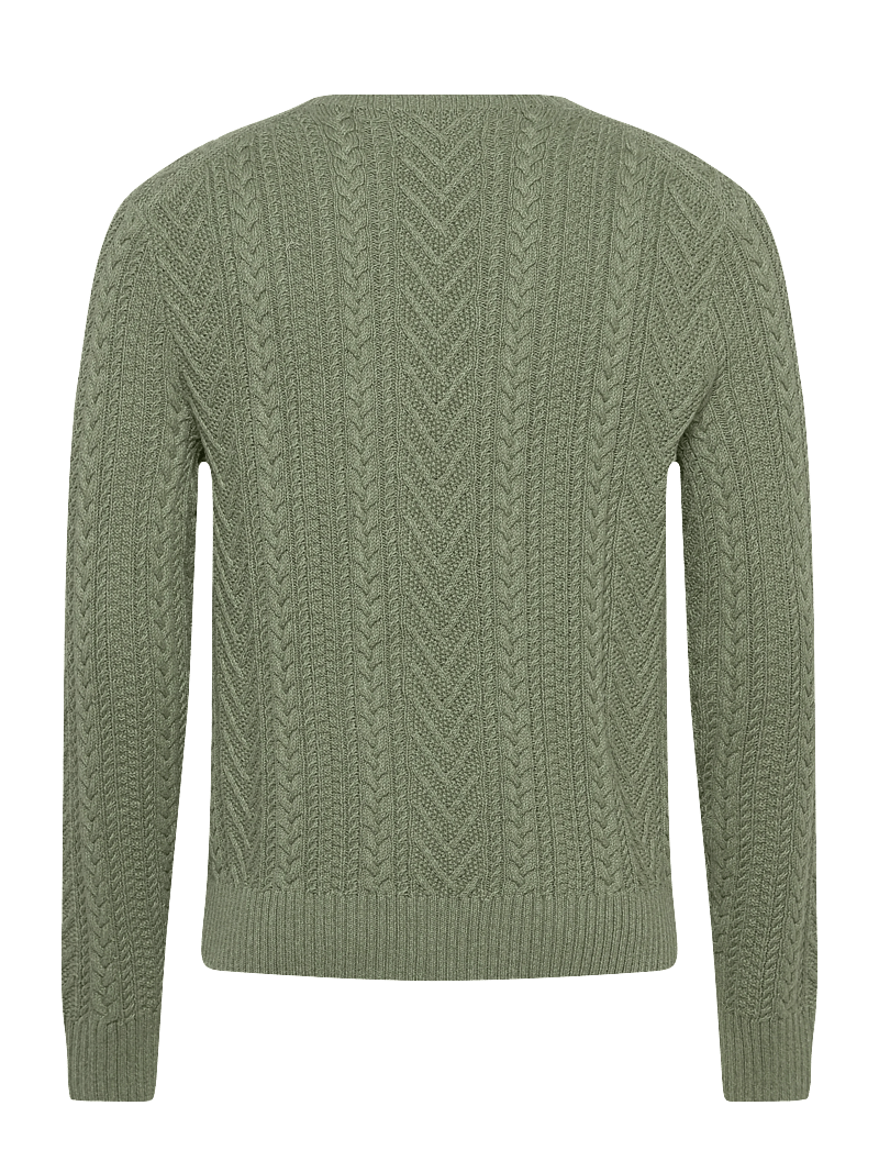 Polo Ralph Lauren - Aran-Knit Cotton-Linen Sweater - Ümmarguse kaelusega kudumid - fern green combo - 1