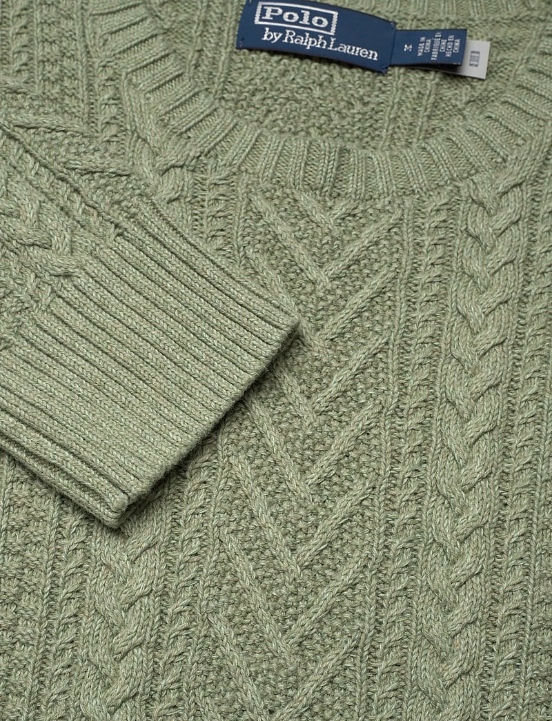 Polo Ralph Lauren - Aran-Knit Cotton-Linen Sweater - Ümmarguse kaelusega kudumid - fern green combo - 2