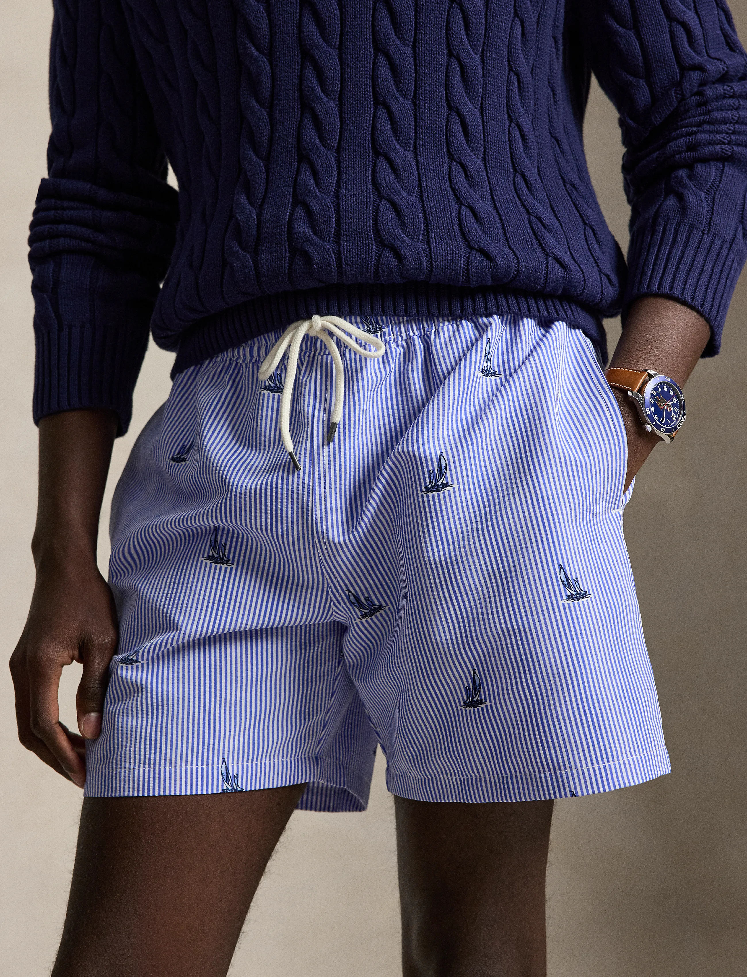 Polo Ralph Lauren - 5.75-Inch Traveler Classic Swim Trunk - badehose - sailboat on strip - 3