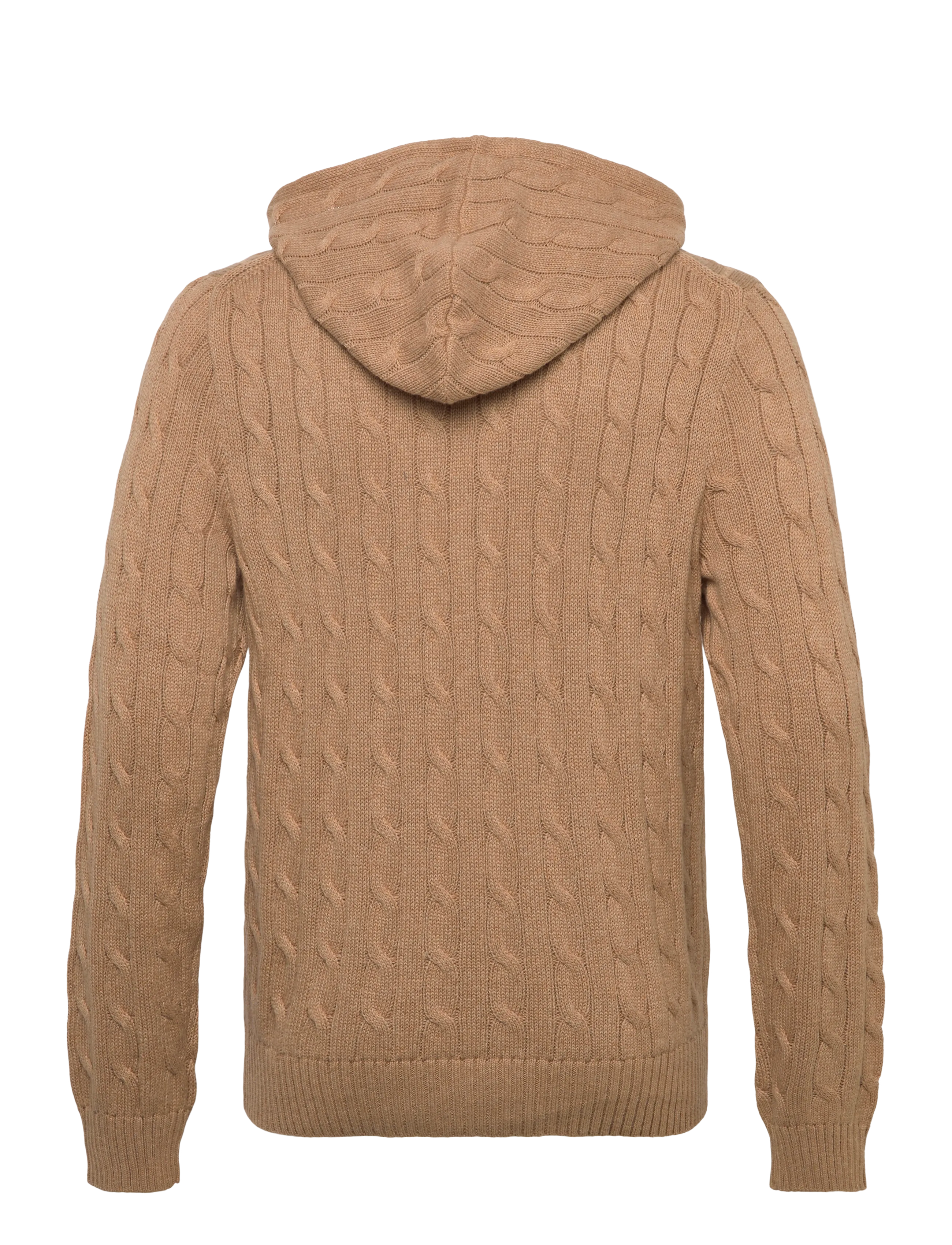 Polo Ralph Lauren - Cable-Knit Cotton Hooded Sweater - vesten - camel melange - 1