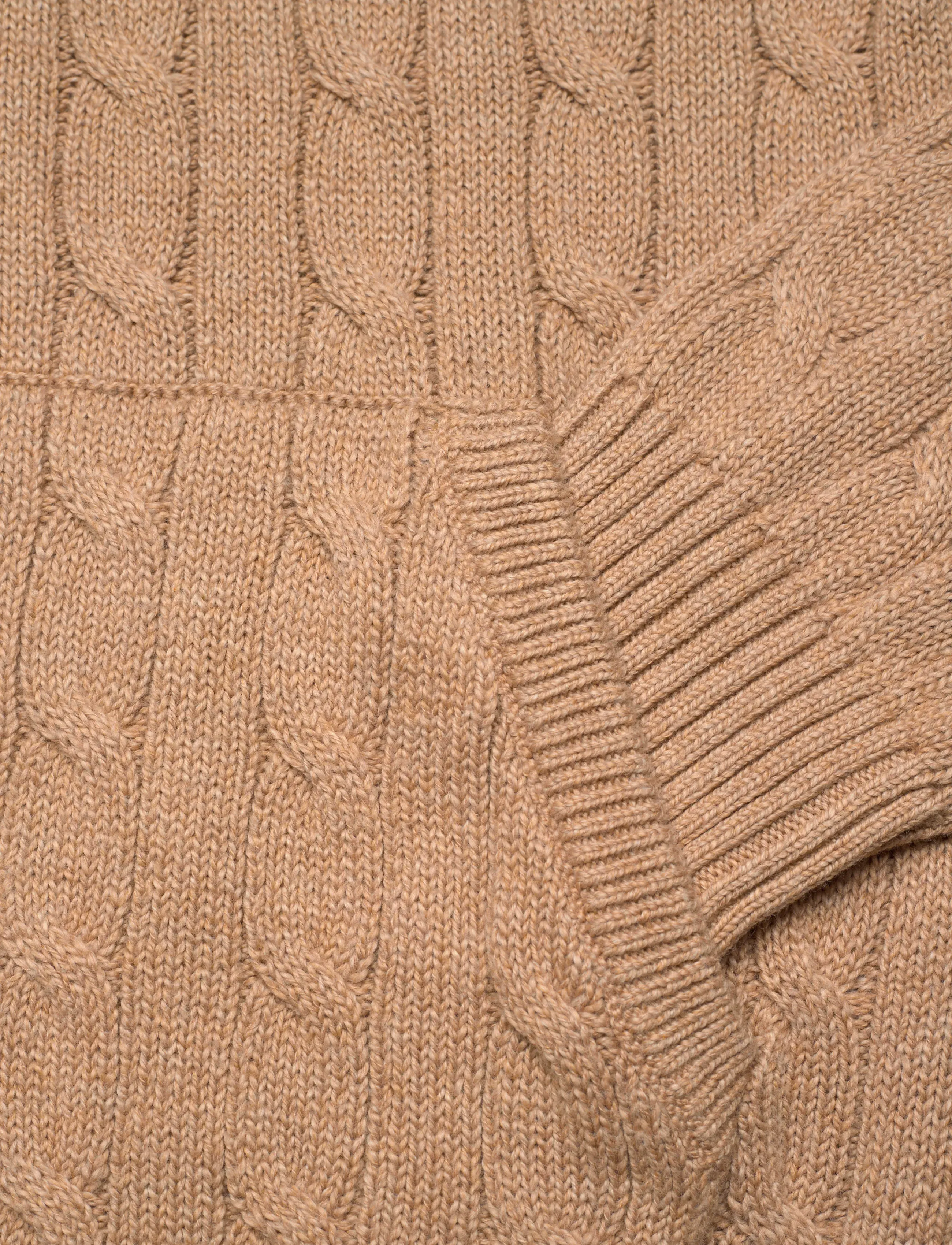 Polo Ralph Lauren - Cable-Knit Cotton Hooded Sweater - vesten - camel melange - 3