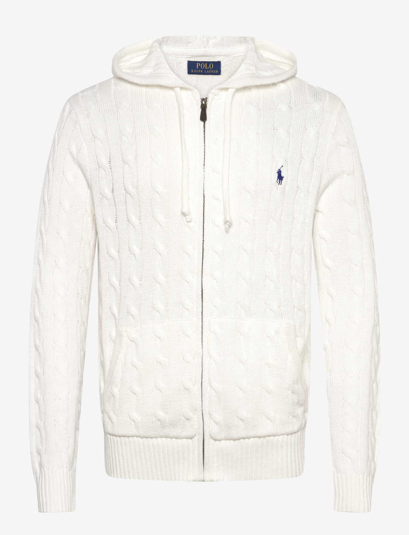 Polo Ralph Lauren - Cable-Knit Cotton Hooded Sweater - džemperiai su užtrauktuku - white - 0