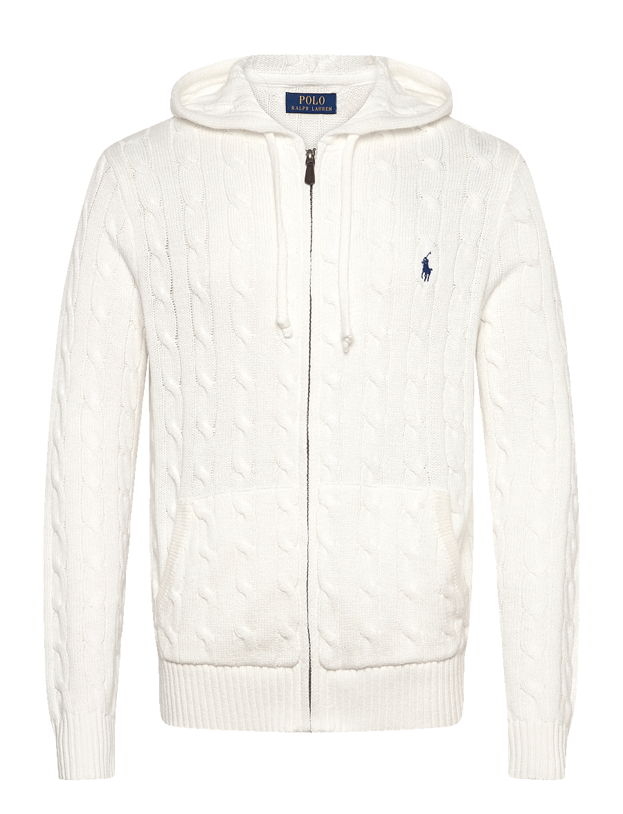 Polo Ralph Lauren - Cable-Knit Cotton Hooded Sweater - full zip jumpers - white - 0