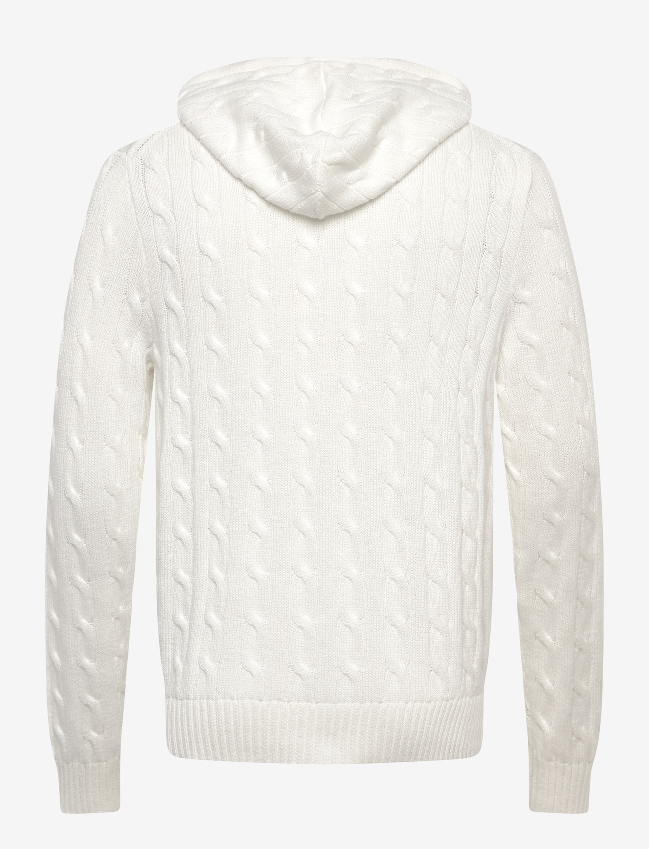 Polo Ralph Lauren - Cable-Knit Cotton Hooded Sweater - džemperiai su užtrauktuku - white - 1