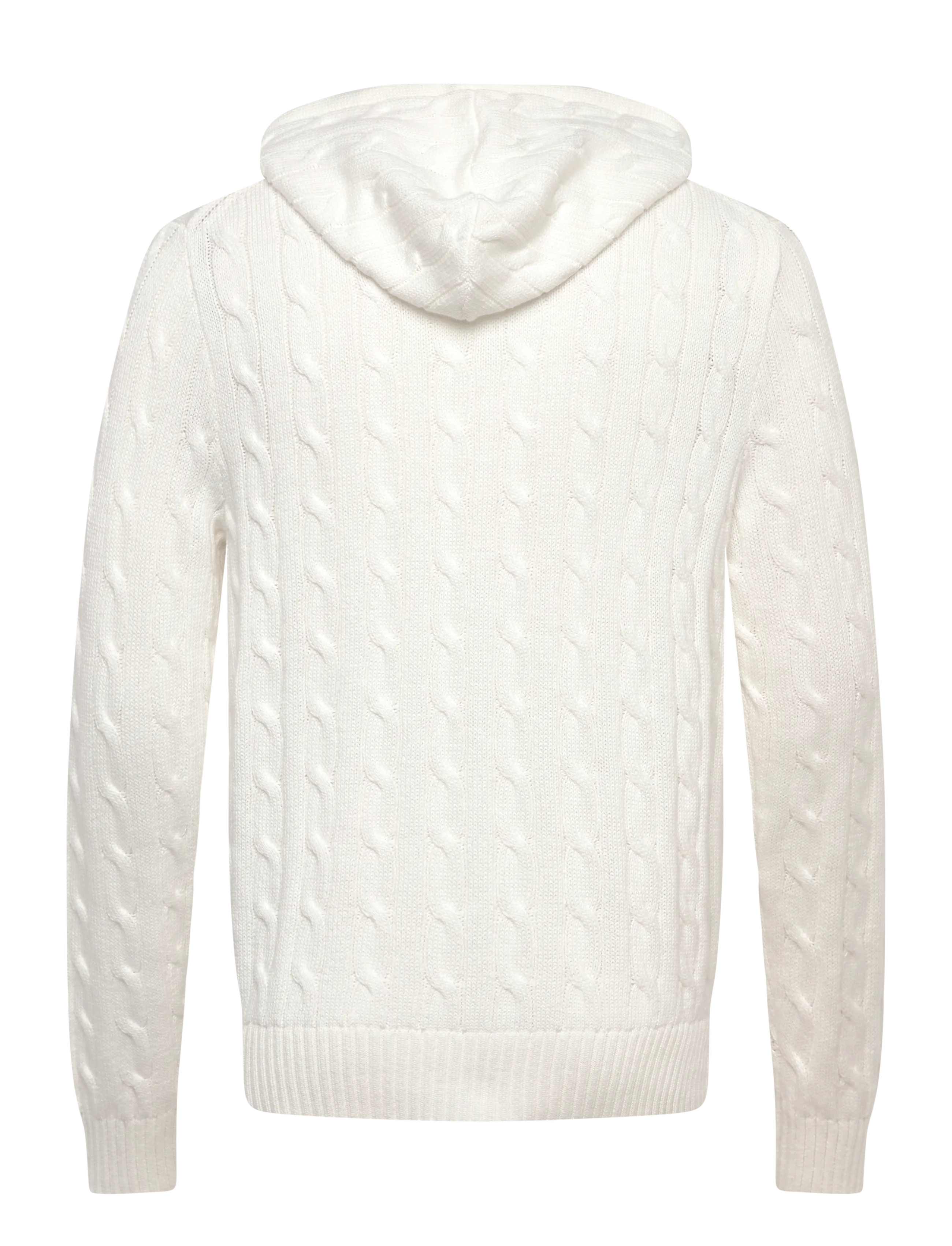 Polo Ralph Lauren - Cable-Knit Cotton Hooded Sweater - swetry rozpinane na zamek - white - 1